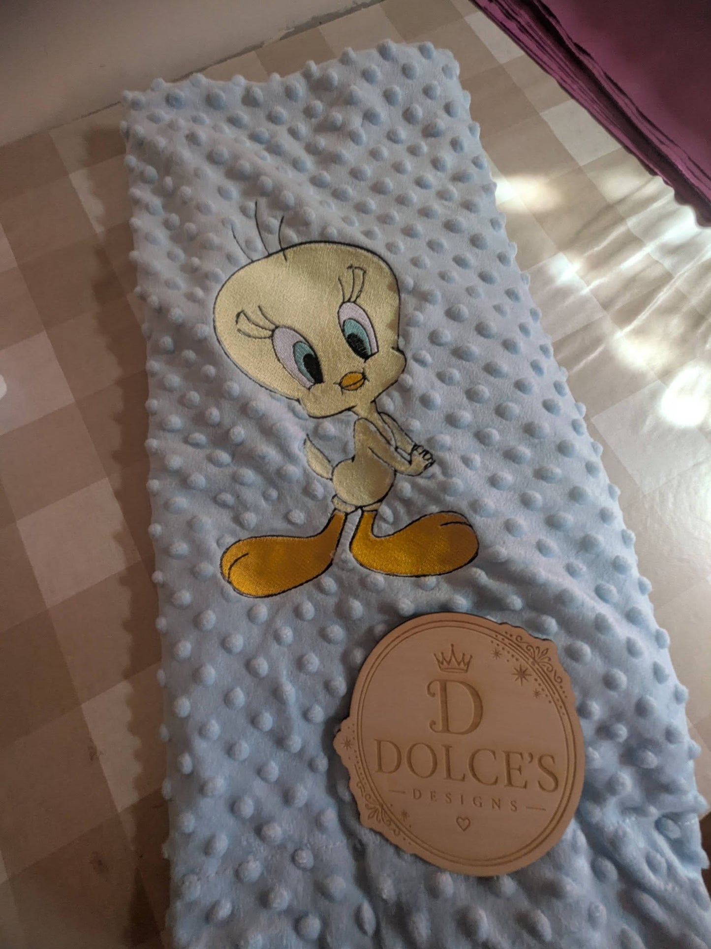 Luxury Embroidered Blue Bird Baby Blanket | Soft Blue Minky Pram Blanket | Personalised Baby Blanket | New Baby Gift