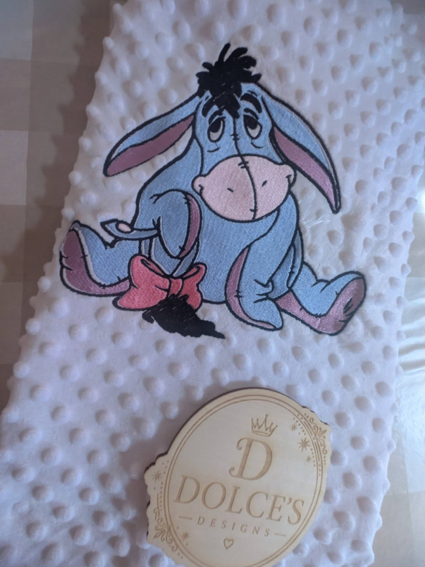 Luxury Embroidered Donkey Baby Blanket | Soft White Minky Pram Blanket | Personalised Baby Blanket | New Baby Gift