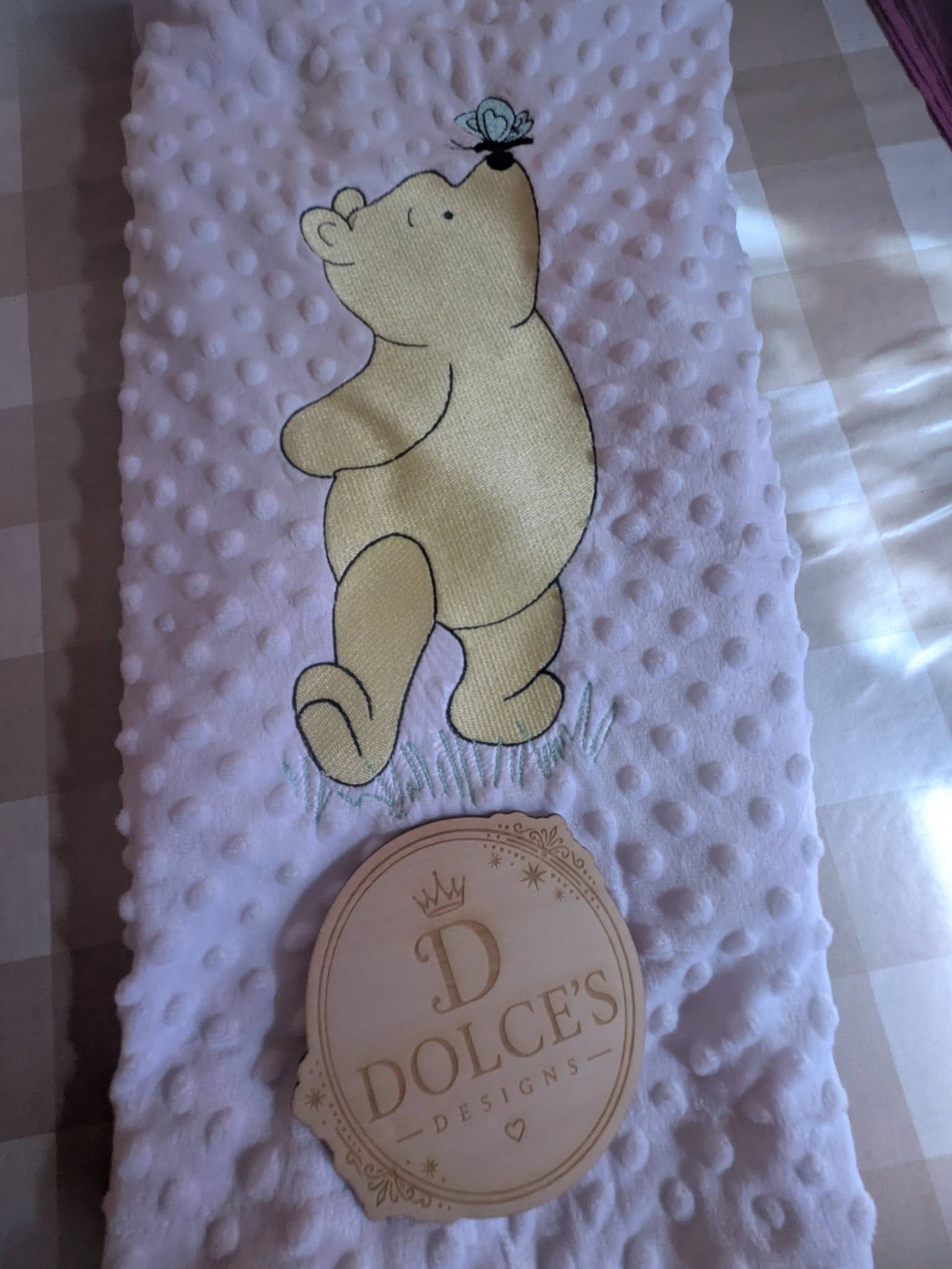 Luxury Classic Bear Embroidered Baby Blanket | Soft White Minky Pram Blanket | Personalised Baby Blanket | New Baby Gift