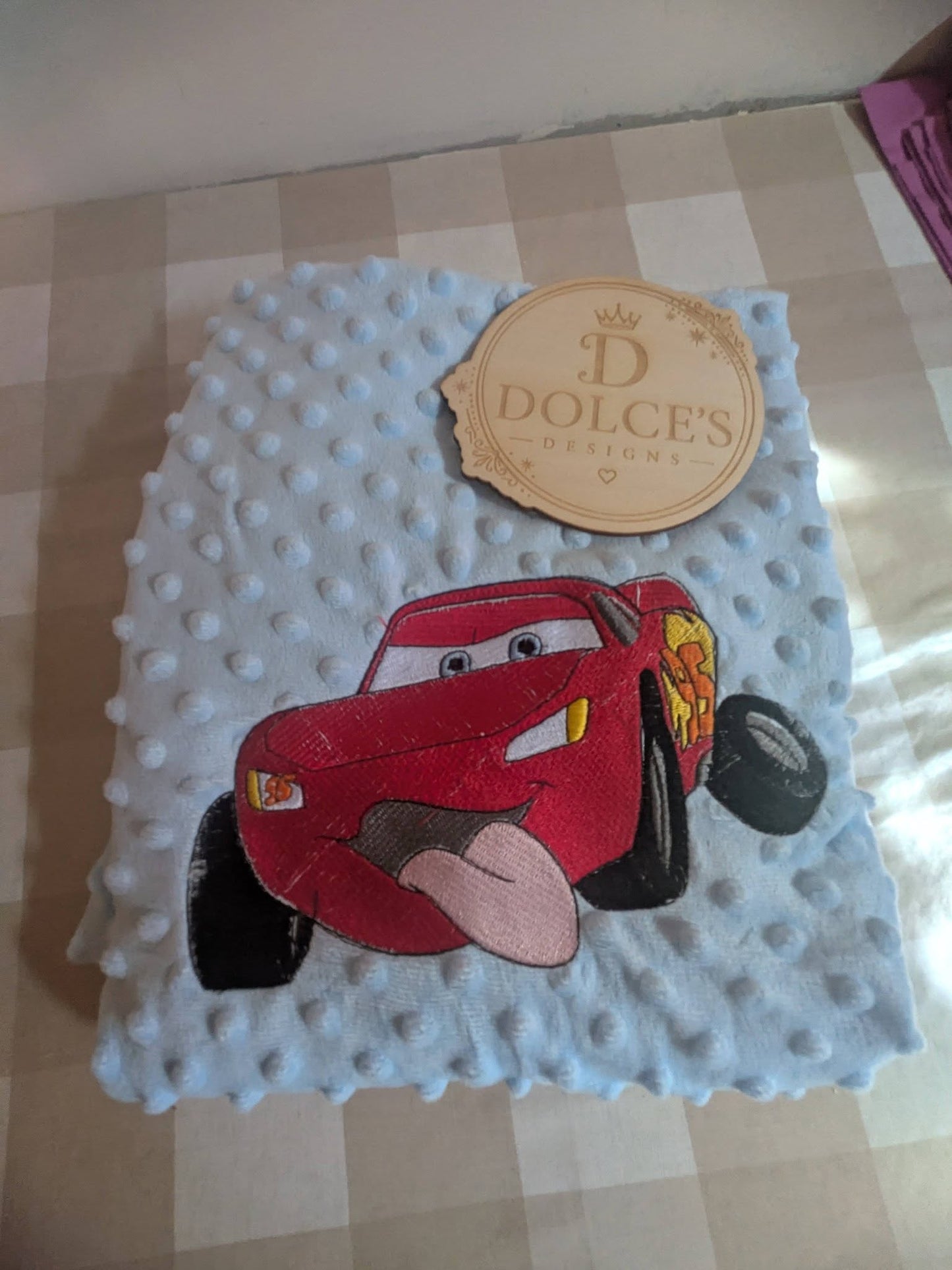 Luxury Race Car Embroidered Baby Blanket | Soft Blue Minky Pram Blanket | Personalised Baby Blanket | New Baby Gift