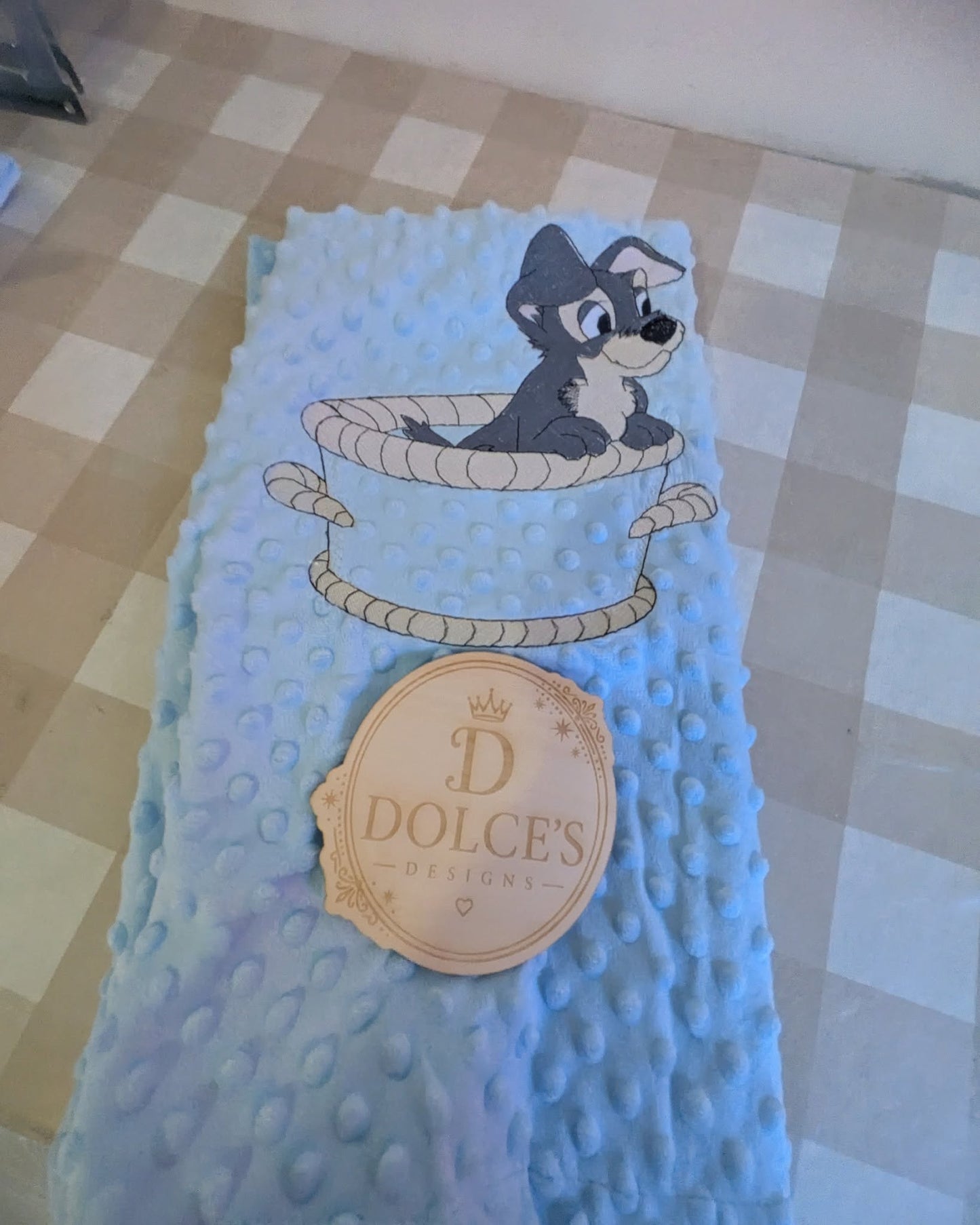 Tramp Inspired Baby Blanket – Blue Embroidered Soft Textured Blanket