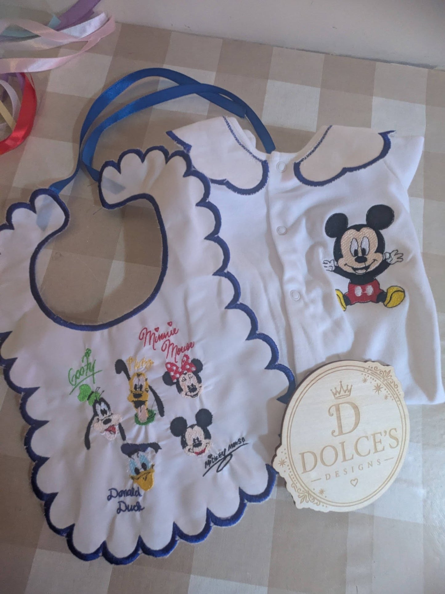 Cute Mouse Baby Gift Set | Embroidered Peter Pan Collar Babygrow & Matching Bib | Boutique Baby Outfit | Personalised