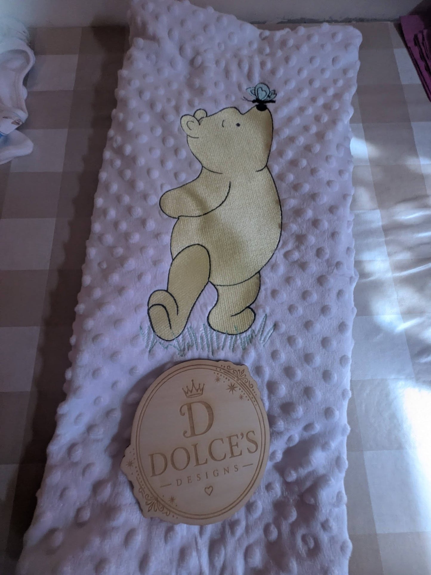 Luxury Classic Bear Embroidered Baby Blanket | Soft White Minky Pram Blanket | Personalised Baby Blanket | New Baby Gift