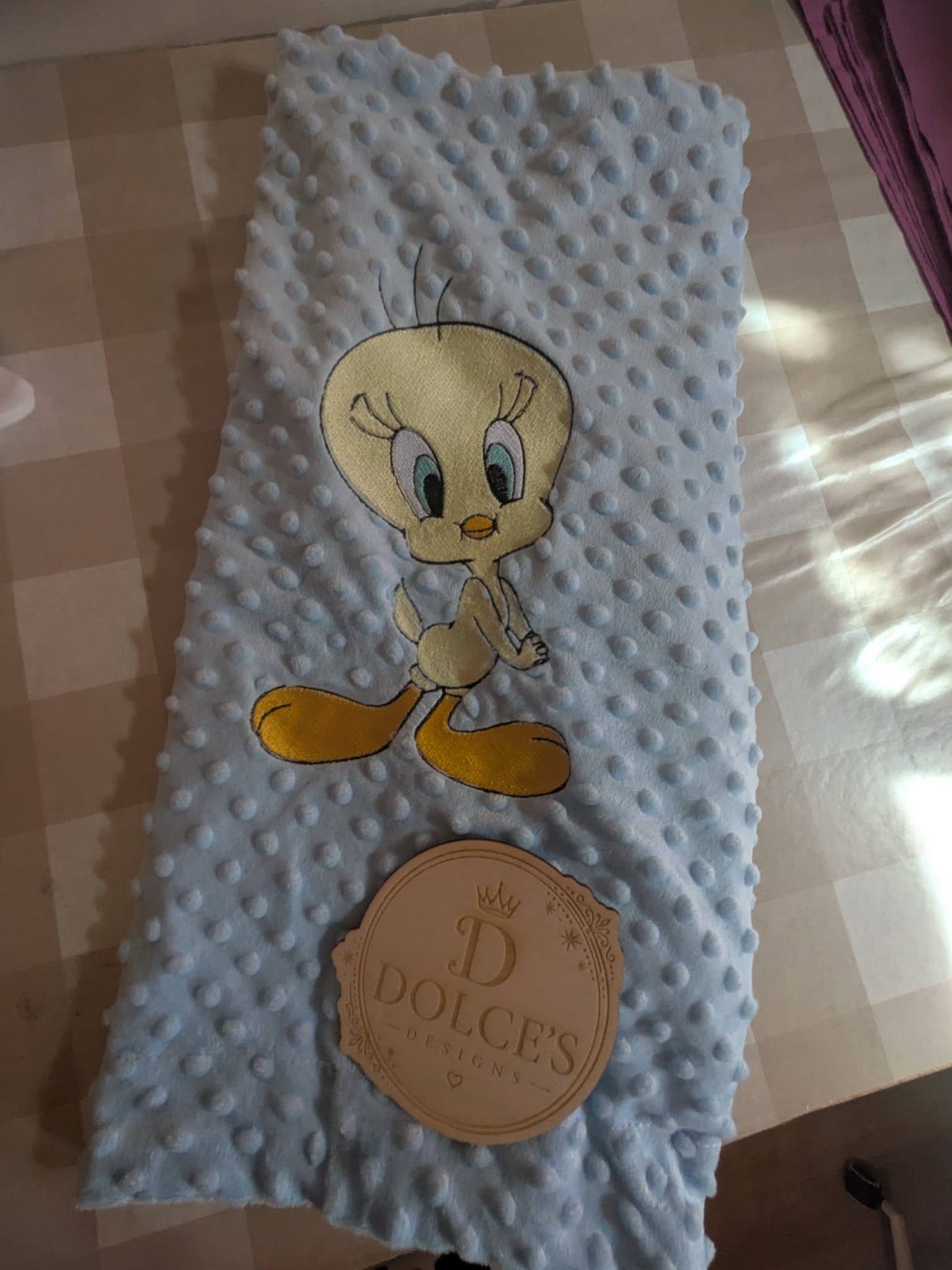 Luxury Embroidered Blue Bird Baby Blanket | Soft Blue Minky Pram Blanket | Personalised Baby Blanket | New Baby Gift