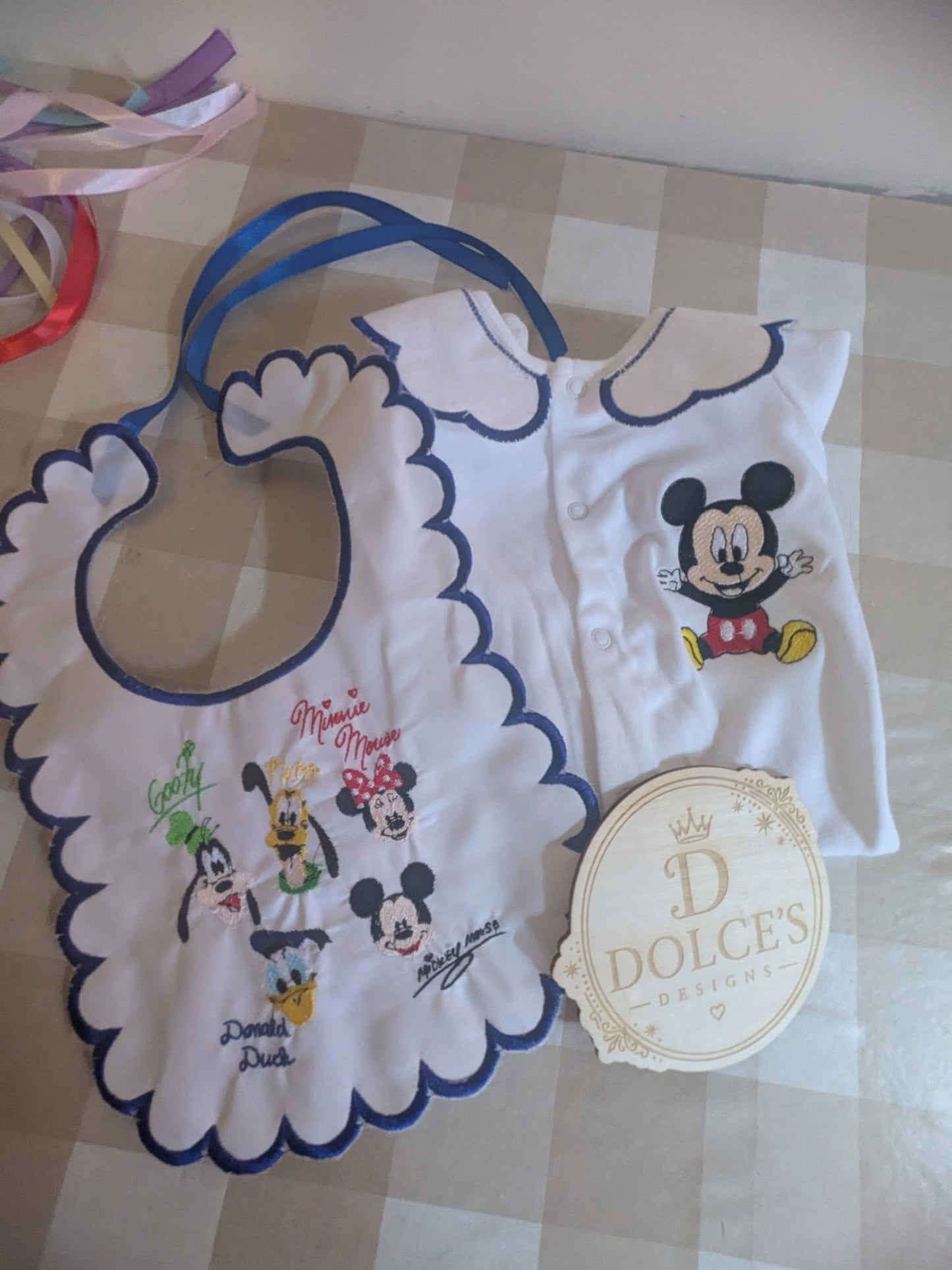 Cute Mouse Baby Gift Set | Embroidered Peter Pan Collar Babygrow & Matching Bib | Boutique Baby Outfit | Personalised