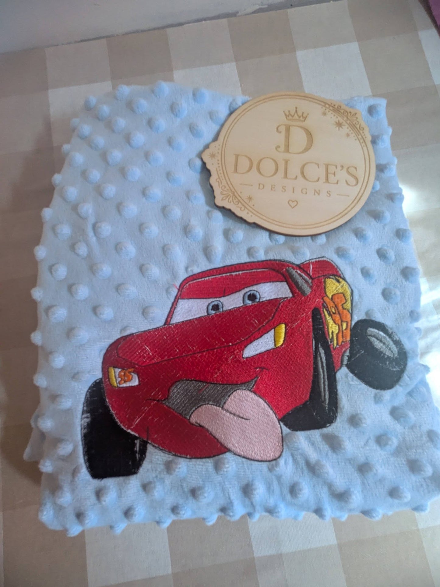Luxury Race Car Embroidered Baby Blanket | Soft Blue Minky Pram Blanket | Personalised Baby Blanket | New Baby Gift