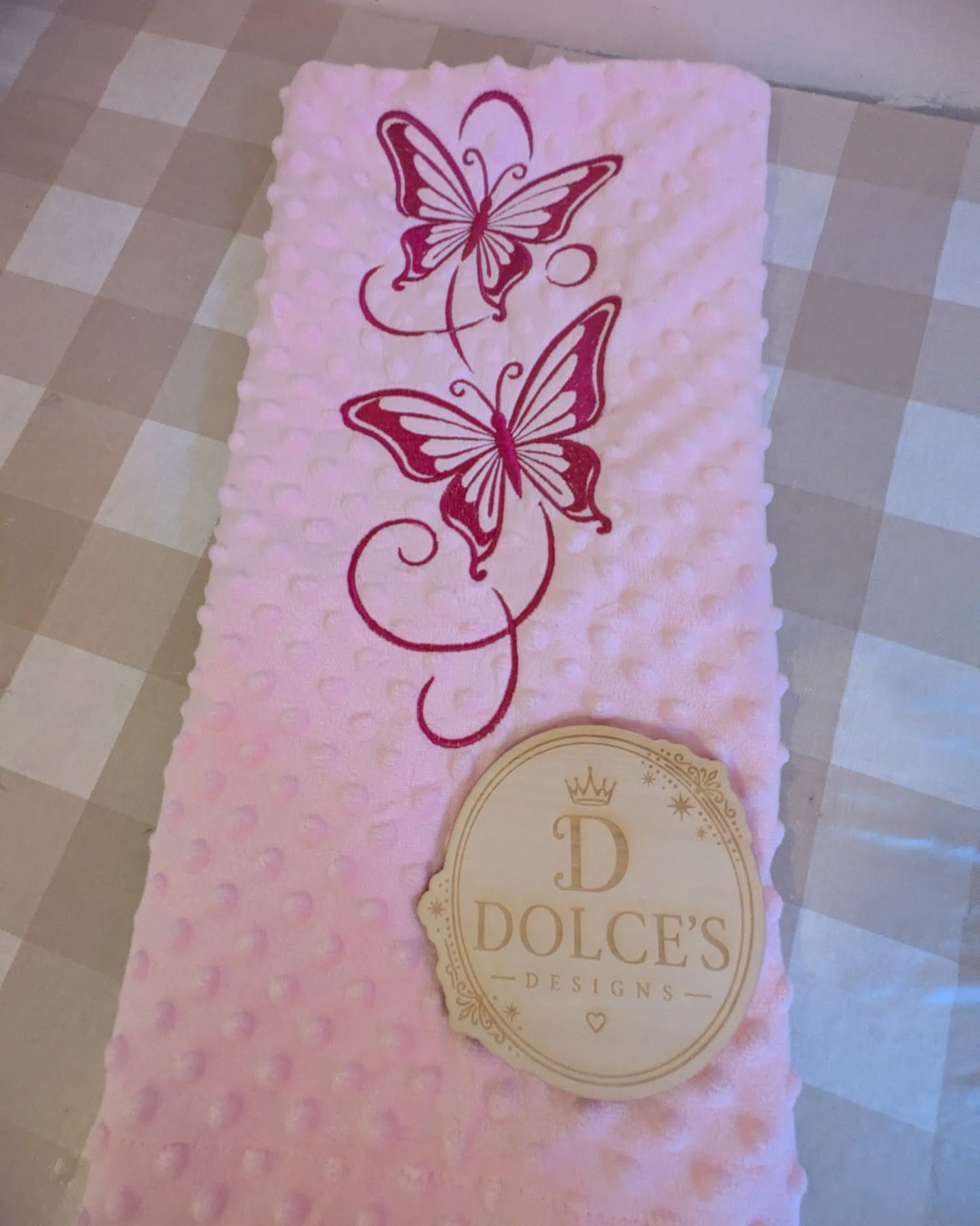 Pink Butterfly Baby Blanket – Embroidered Soft Textured Blanket