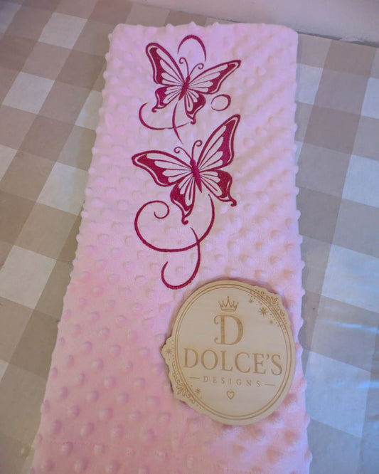 Pink Butterfly Baby Blanket – Embroidered Soft Textured Blanket