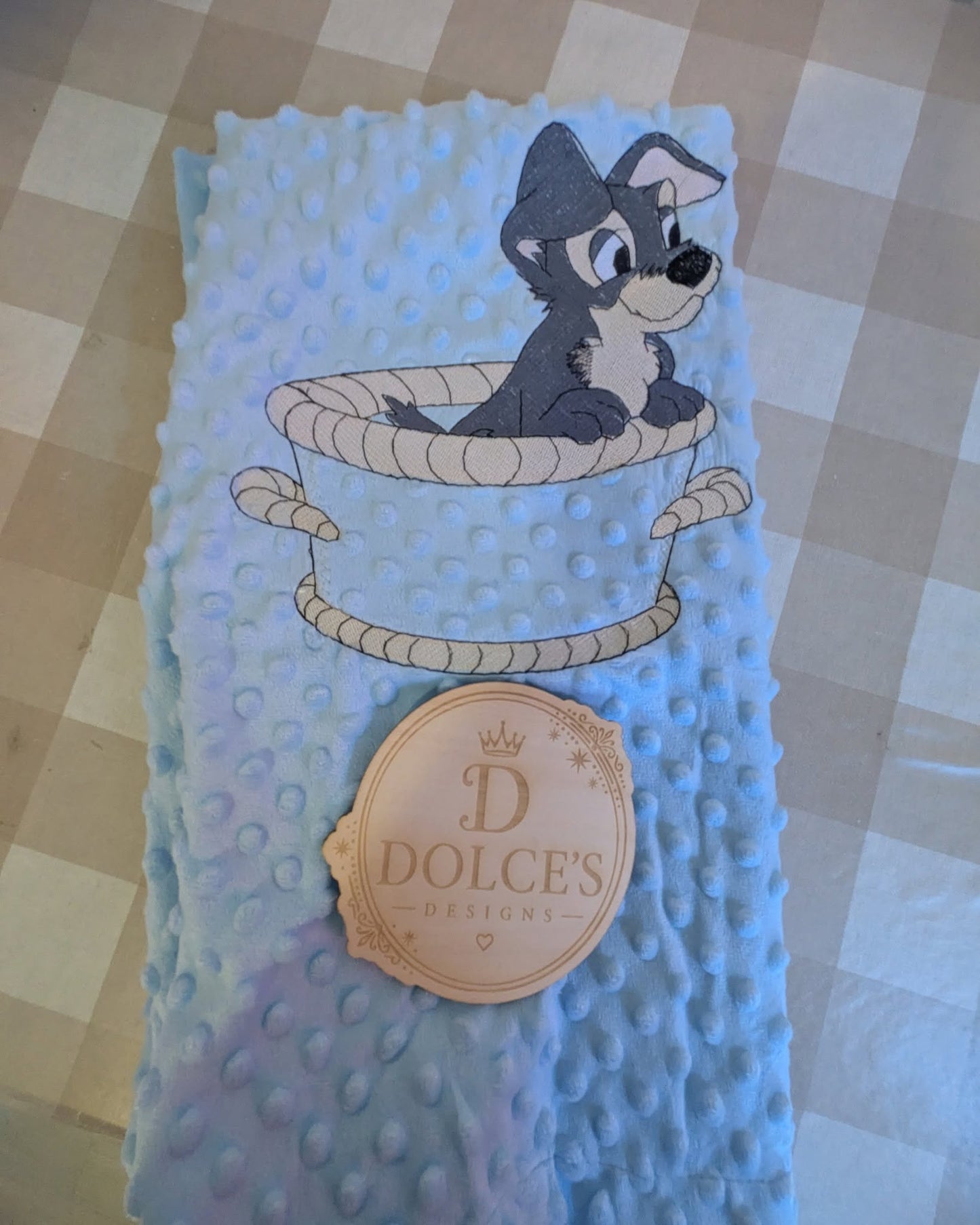 Tramp Inspired Baby Blanket – Blue Embroidered Soft Textured Blanket
