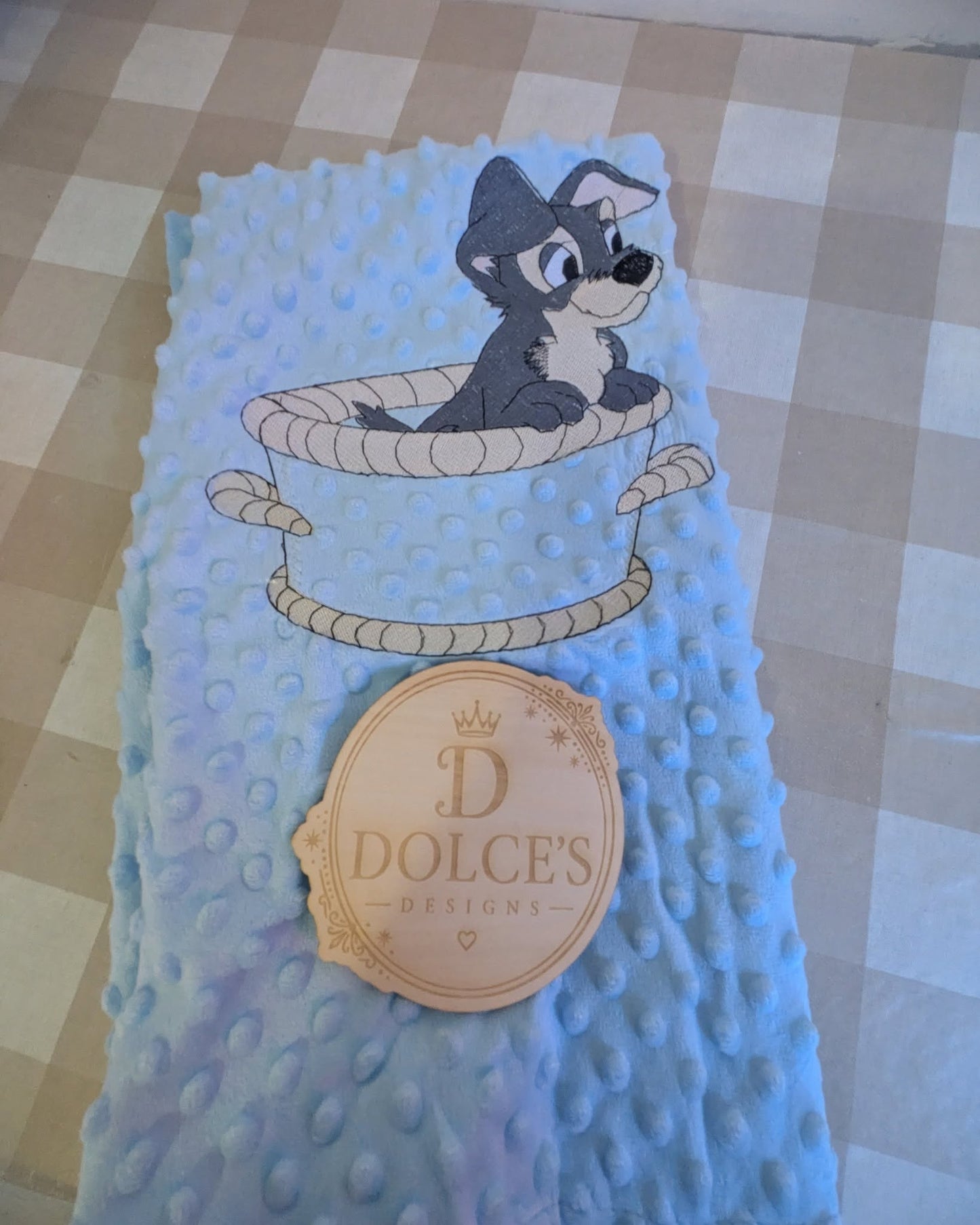 Tramp Inspired Baby Blanket – Blue Embroidered Soft Textured Blanket