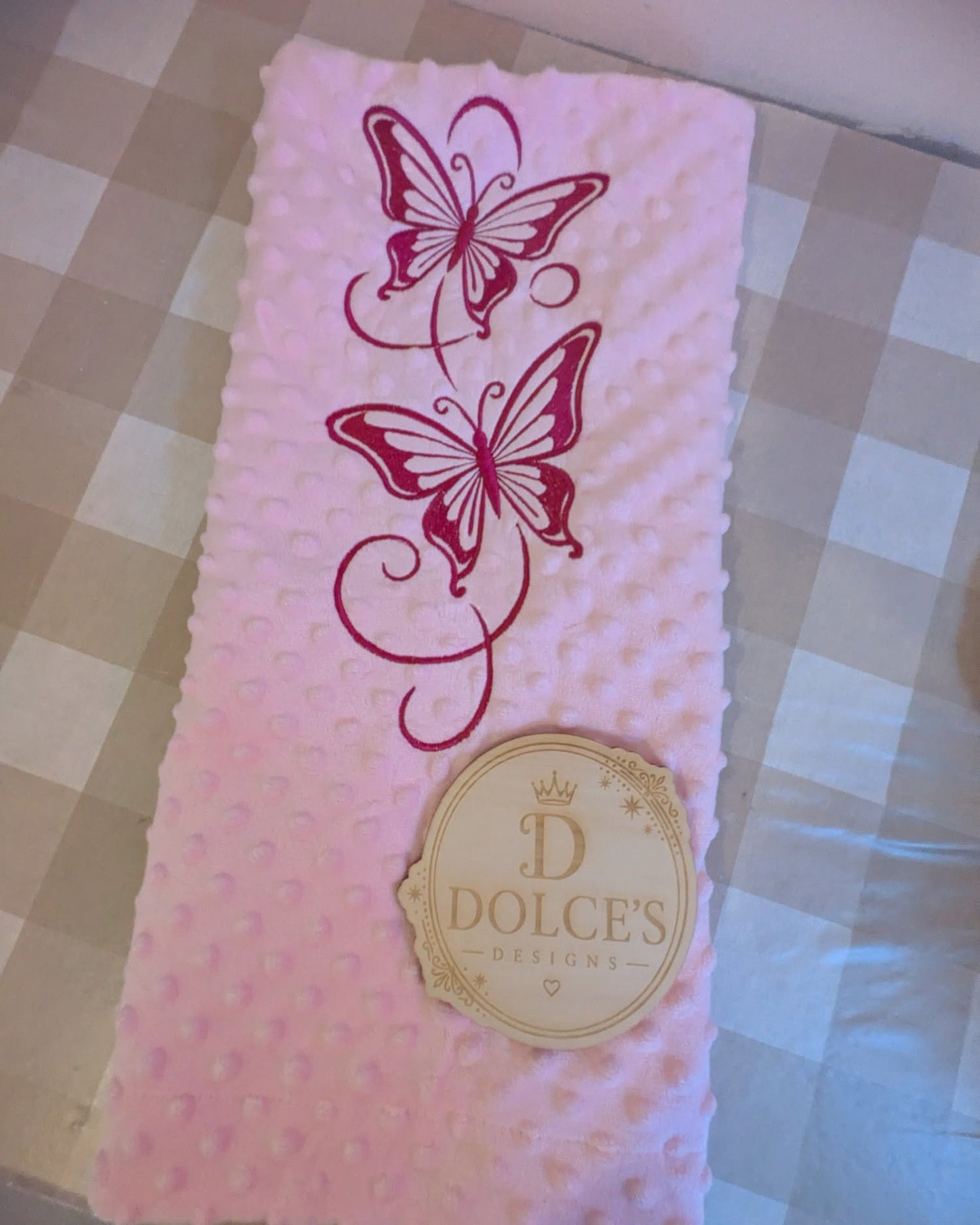 Pink Butterfly Baby Blanket – Embroidered Soft Textured Blanket