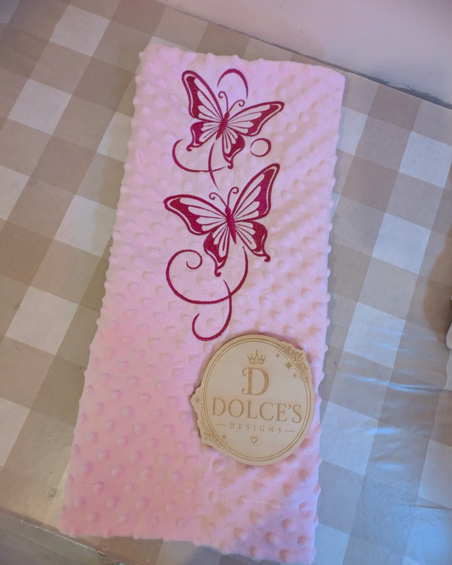 Pink Butterfly Baby Blanket – Embroidered Soft Textured Blanket