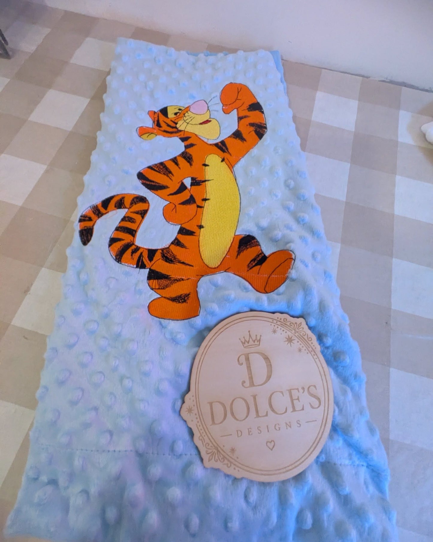Tigger Inspired Baby Blanket – Blue Embroidered Winnie the Pooh Design