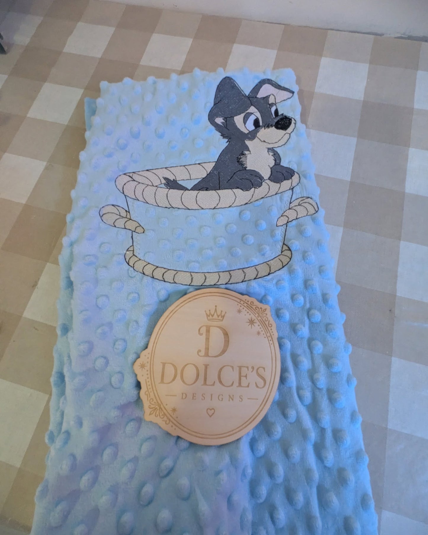 Tramp Inspired Baby Blanket – Blue Embroidered Soft Textured Blanket