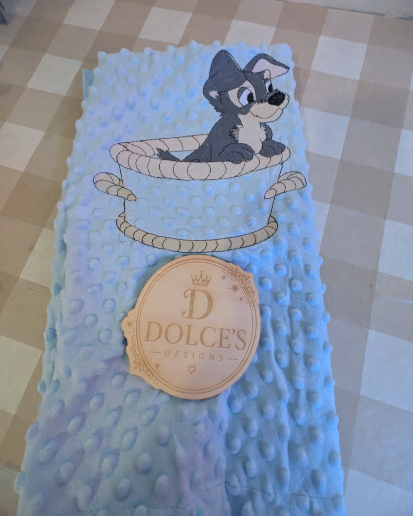 Tramp Inspired Baby Blanket – Blue Embroidered Soft Textured Blanket