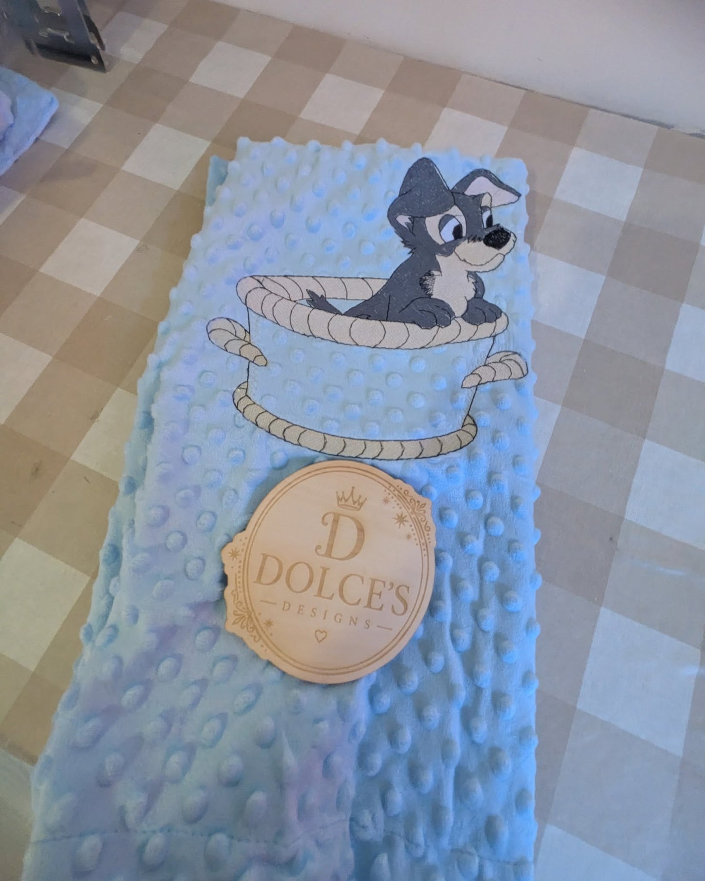 Tramp Inspired Baby Blanket – Blue Embroidered Soft Textured Blanket