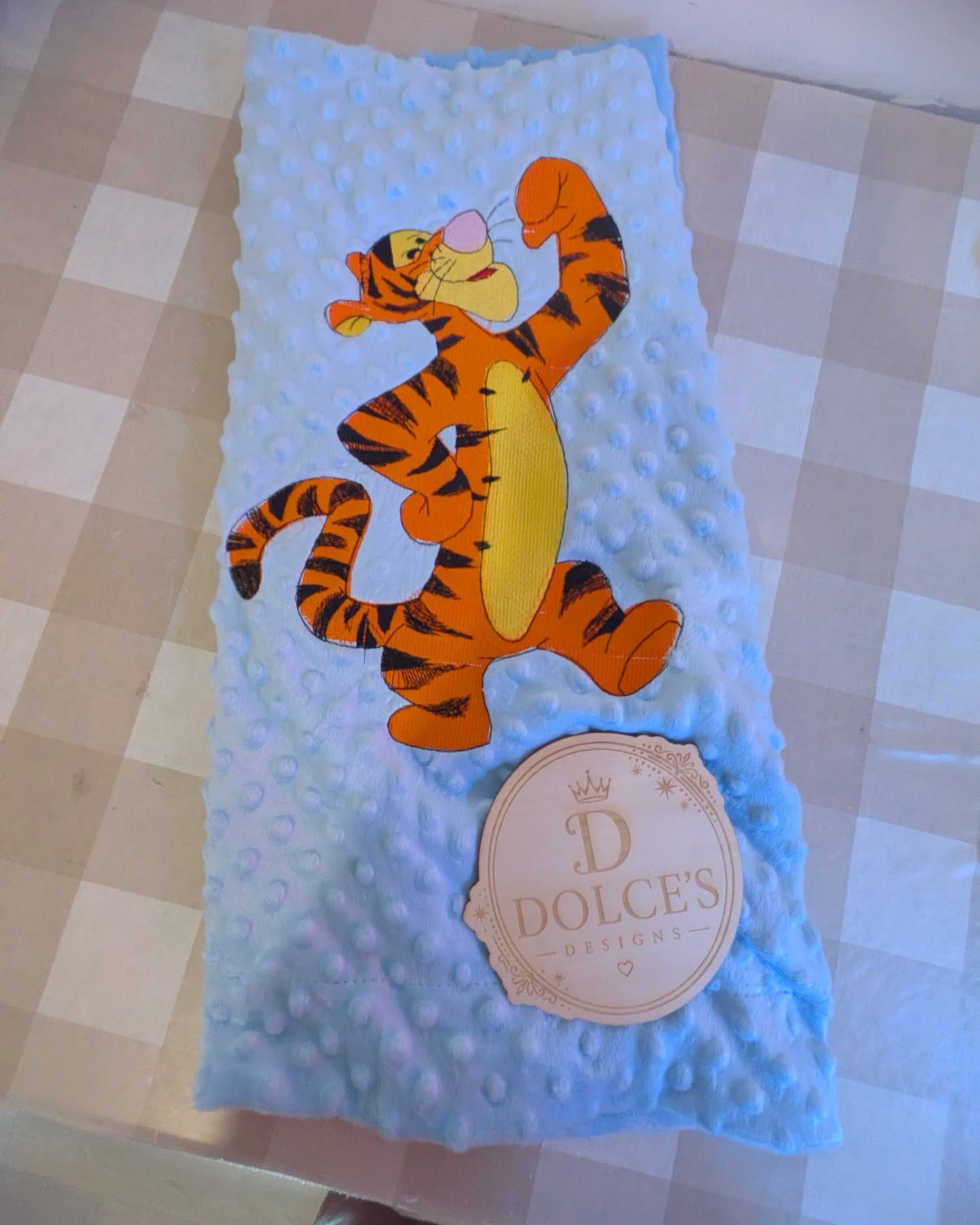 Tigger Inspired Baby Blanket – Blue Embroidered Winnie the Pooh Design