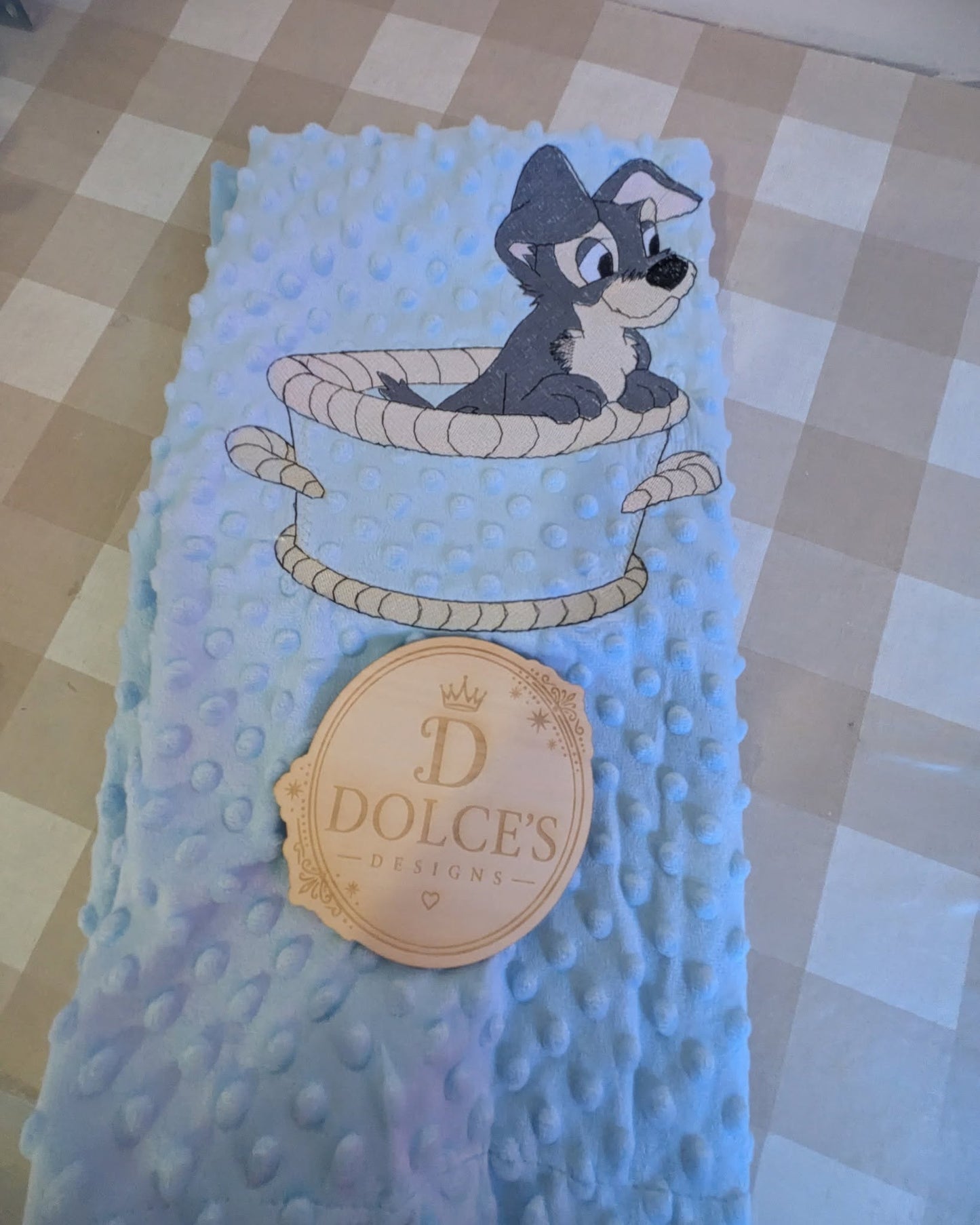 Tramp Inspired Baby Blanket – Blue Embroidered Soft Textured Blanket