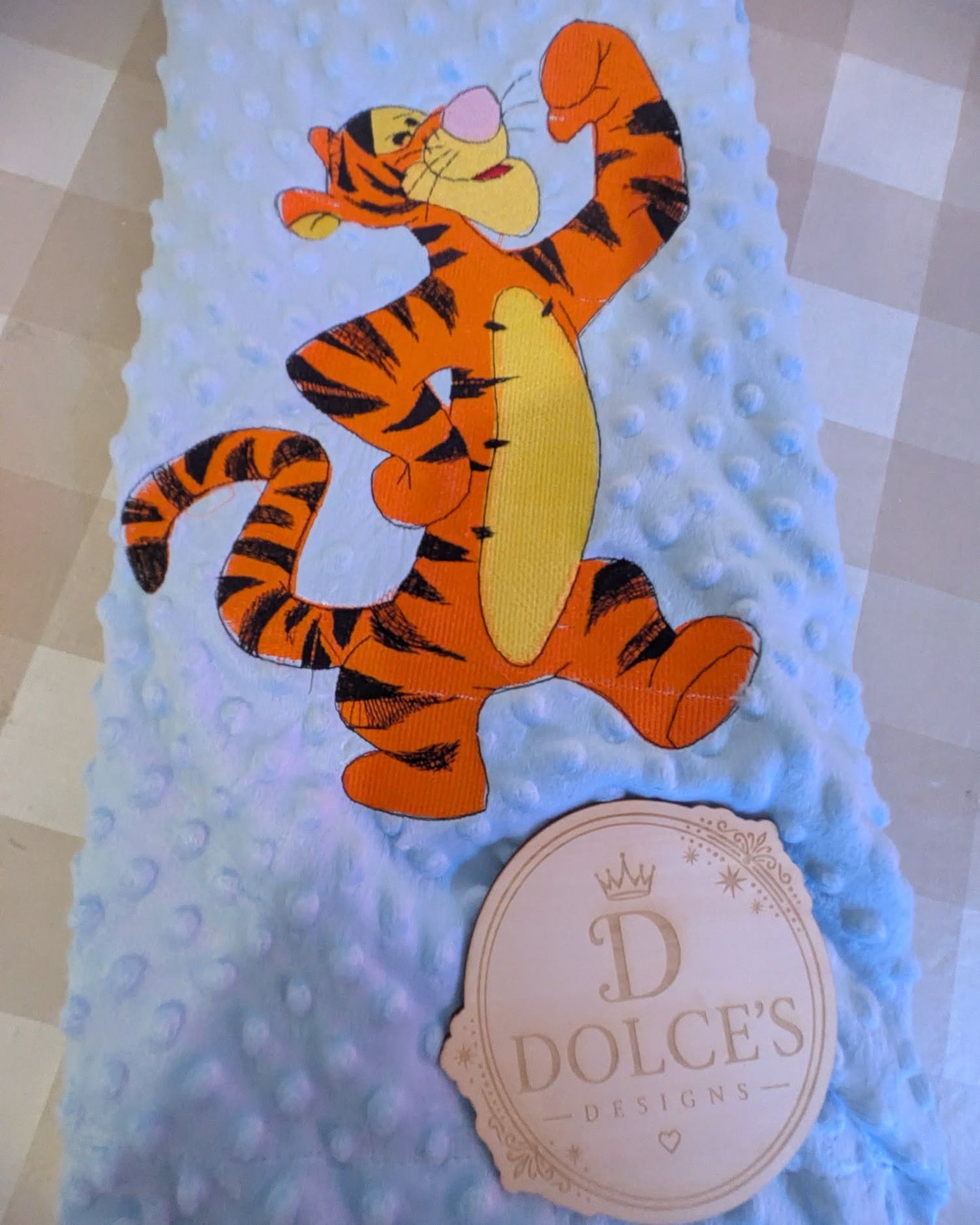Tigger Inspired Baby Blanket – Blue Embroidered Winnie the Pooh Design