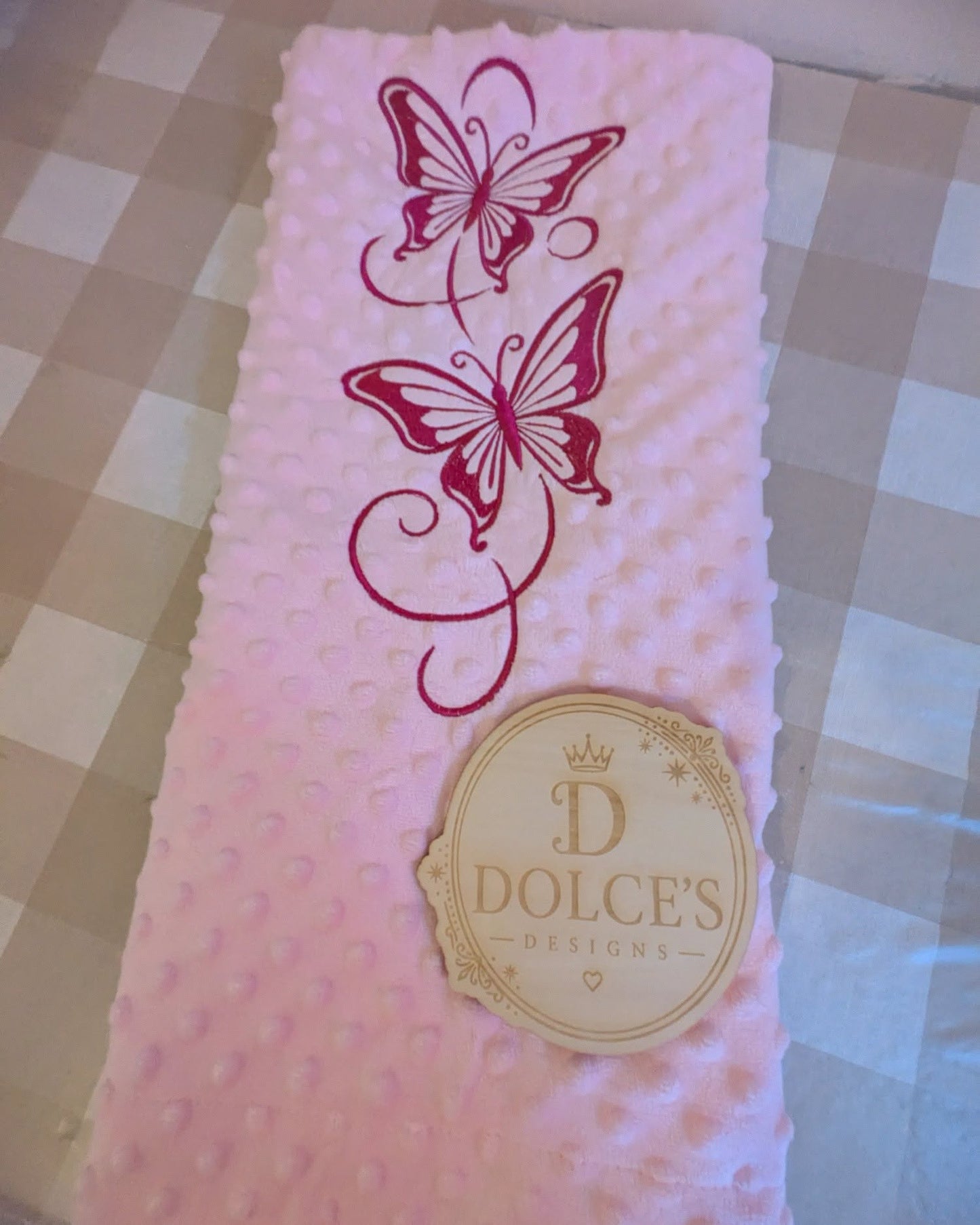 Pink Butterfly Baby Blanket – Embroidered Soft Textured Blanket