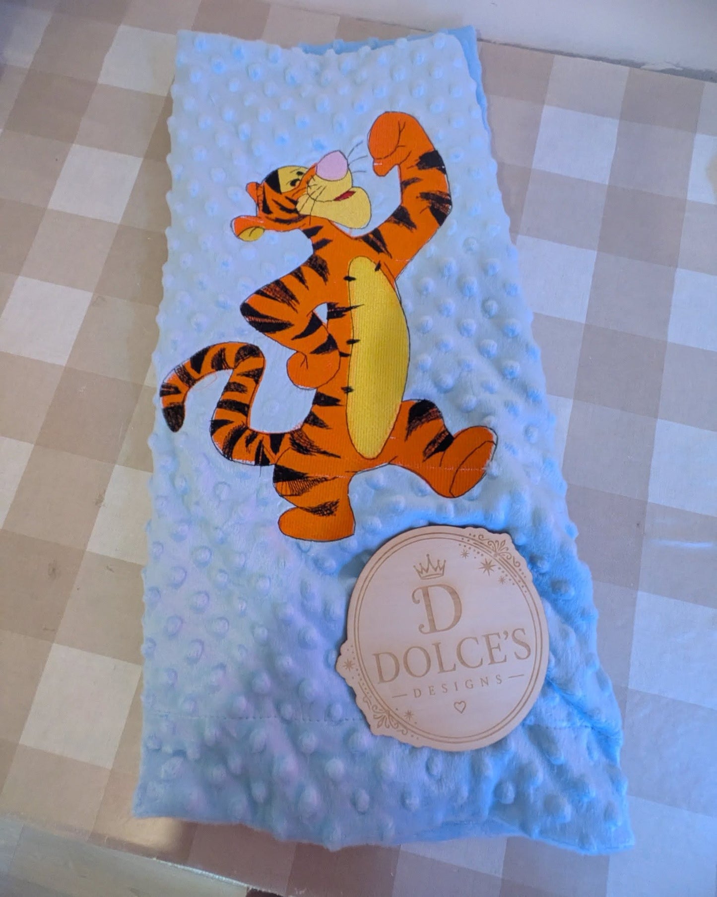 Tigger Inspired Baby Blanket – Blue Embroidered Winnie the Pooh Design
