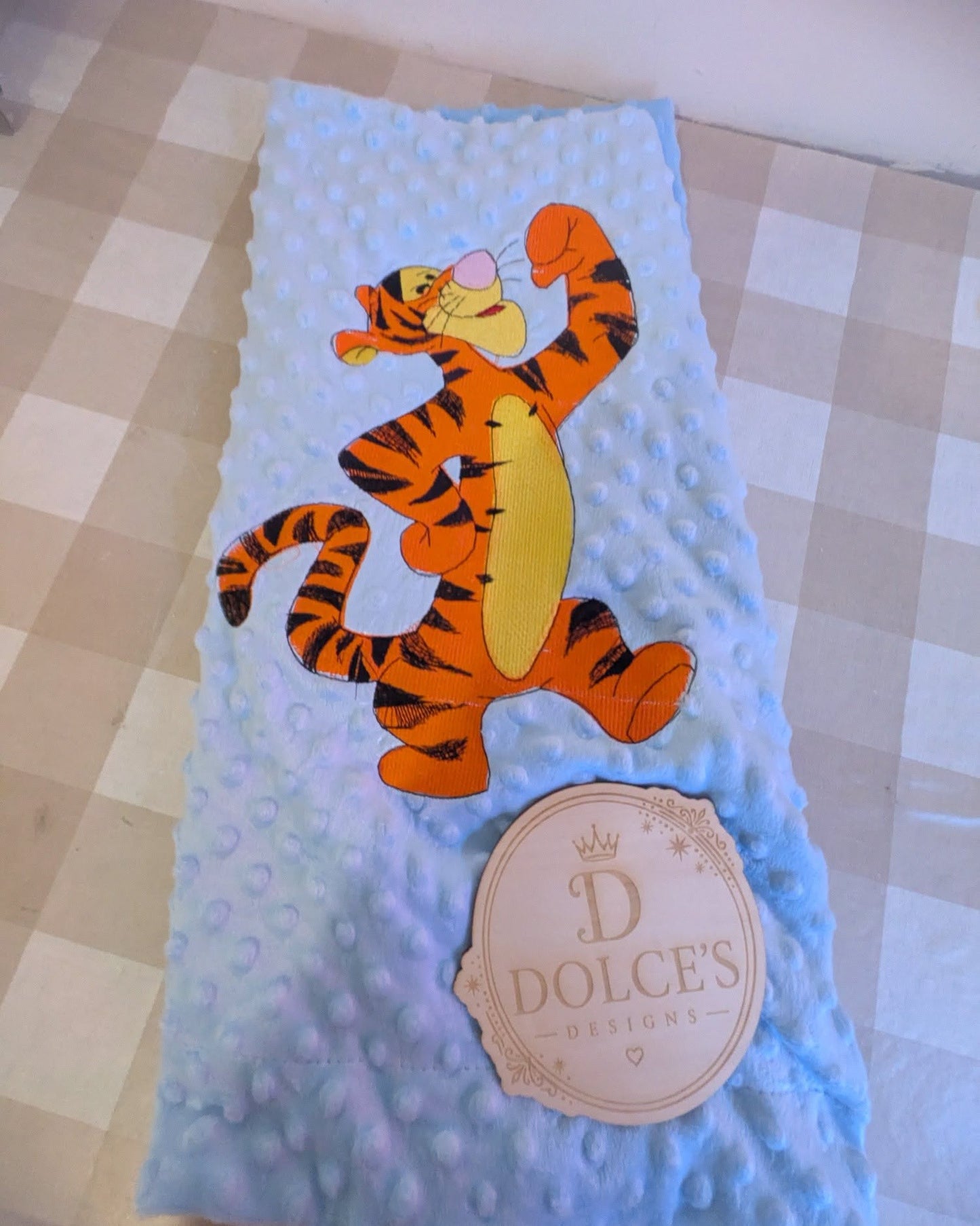Tigger Inspired Baby Blanket – Blue Embroidered Winnie the Pooh Design
