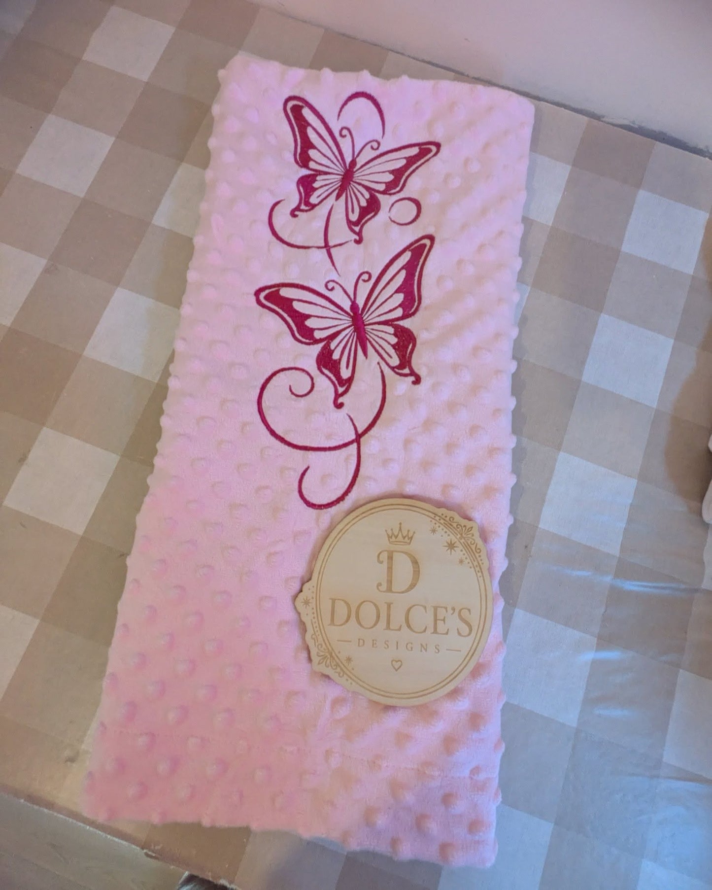 Pink Butterfly Baby Blanket – Embroidered Soft Textured Blanket