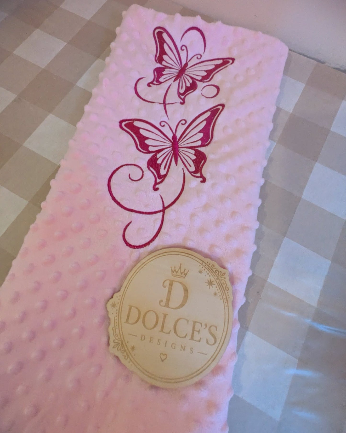 Pink Butterfly Baby Blanket – Embroidered Soft Textured Blanket