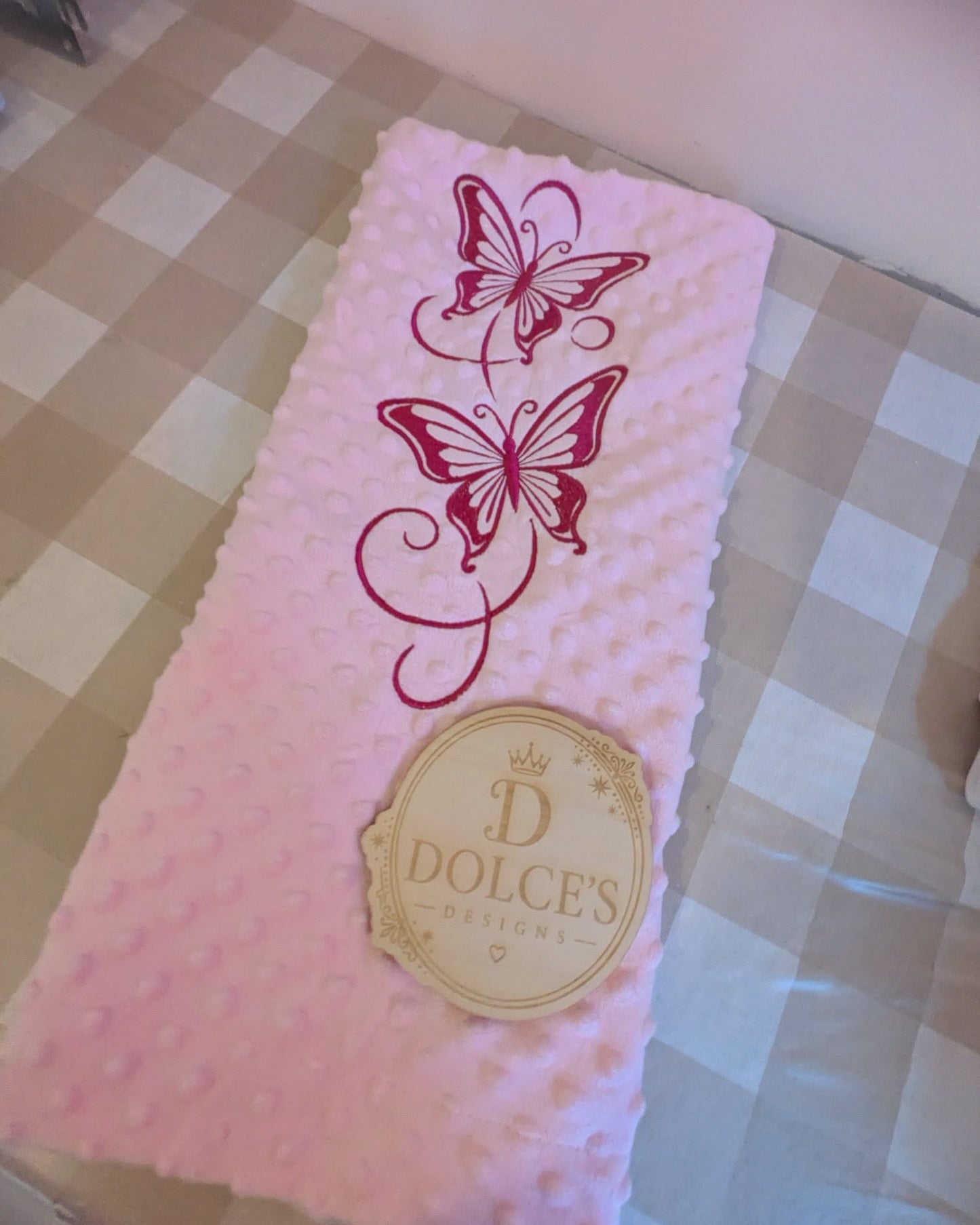 Pink Butterfly Baby Blanket – Embroidered Soft Textured Blanket