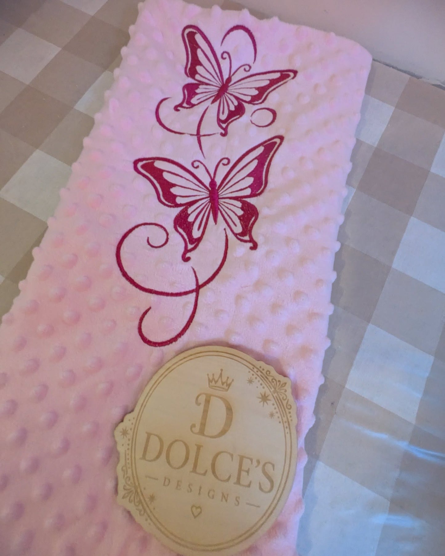 Pink Butterfly Baby Blanket – Embroidered Soft Textured Blanket