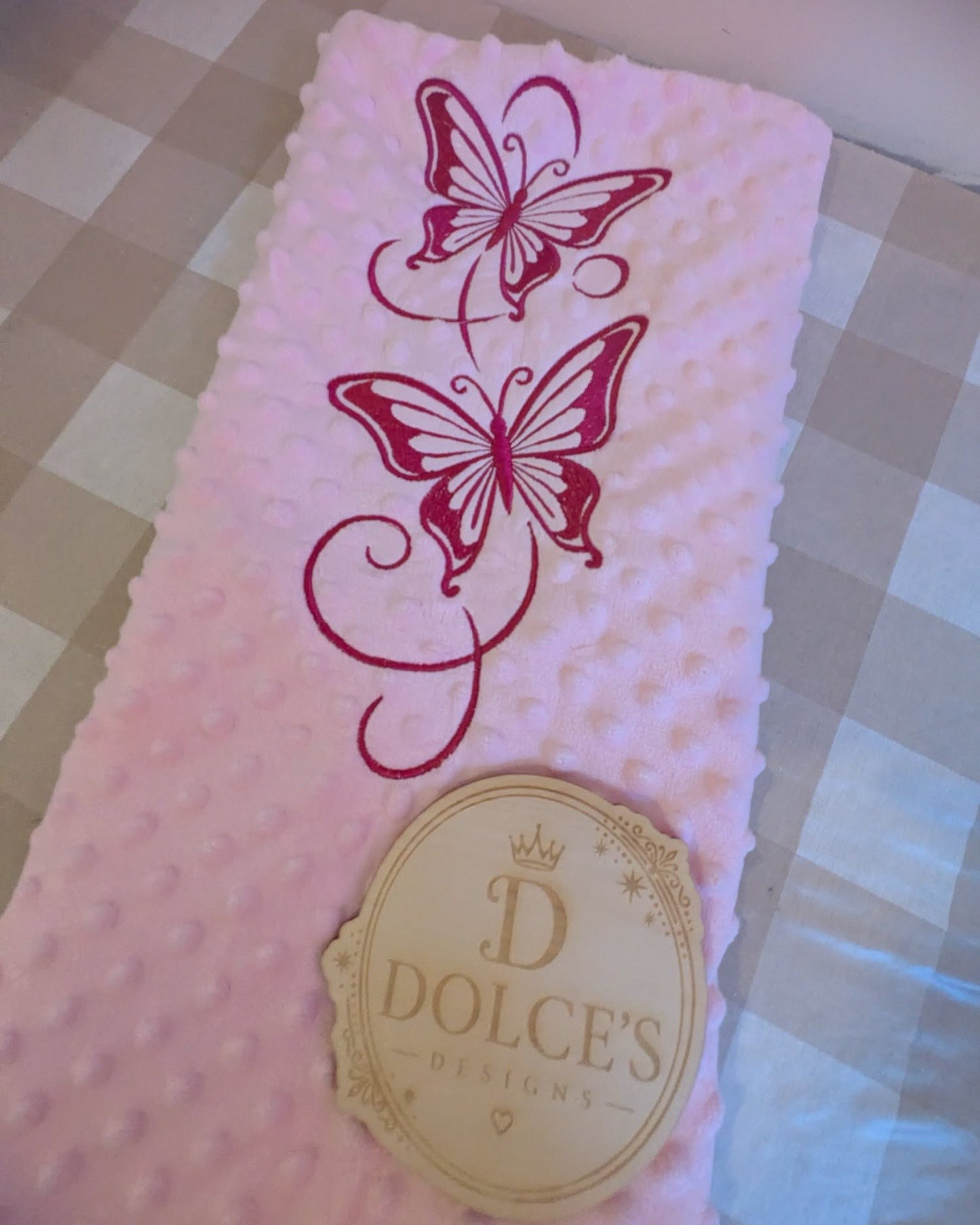Pink Butterfly Baby Blanket – Embroidered Soft Textured Blanket