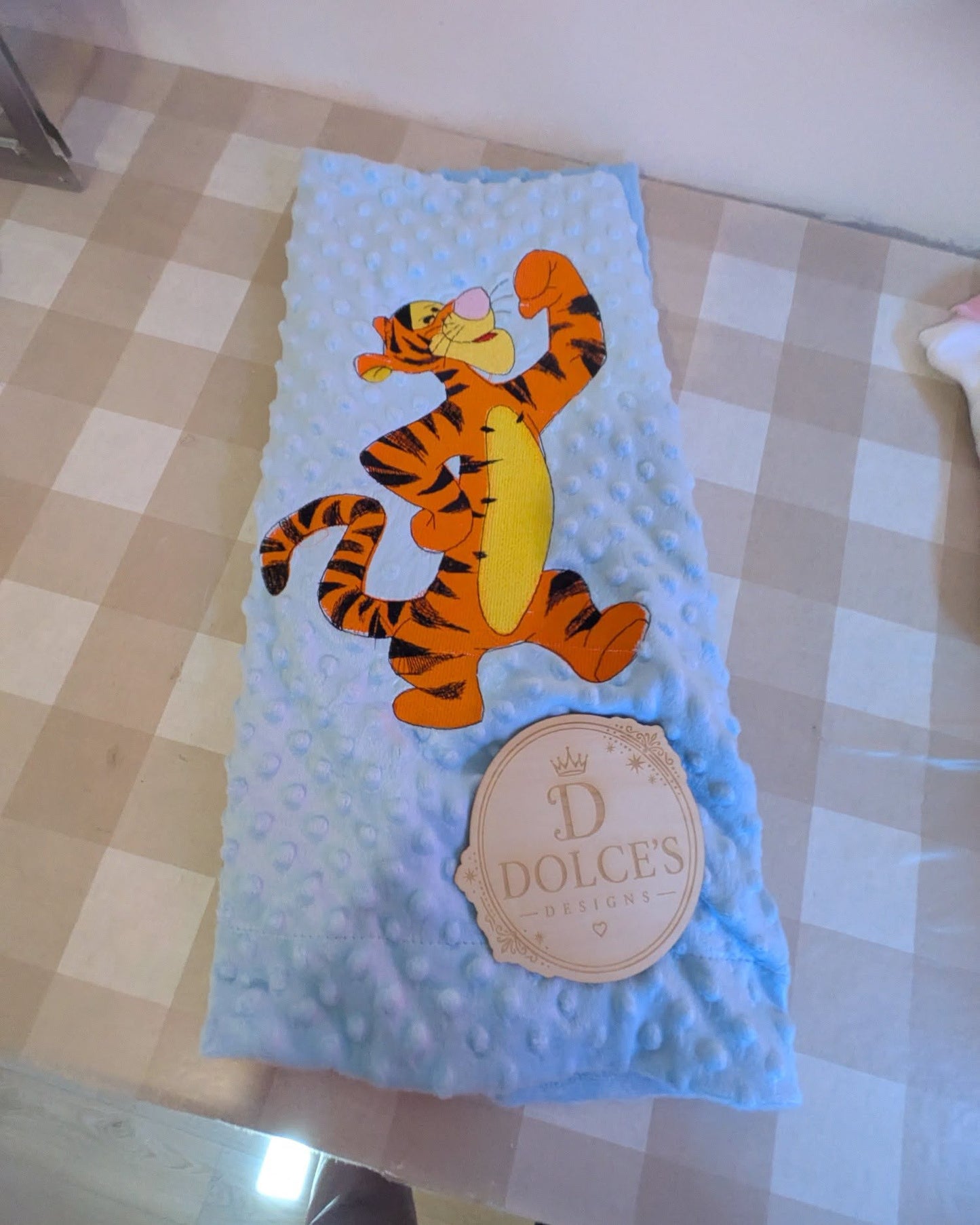 Tigger Inspired Baby Blanket – Blue Embroidered Winnie the Pooh Design