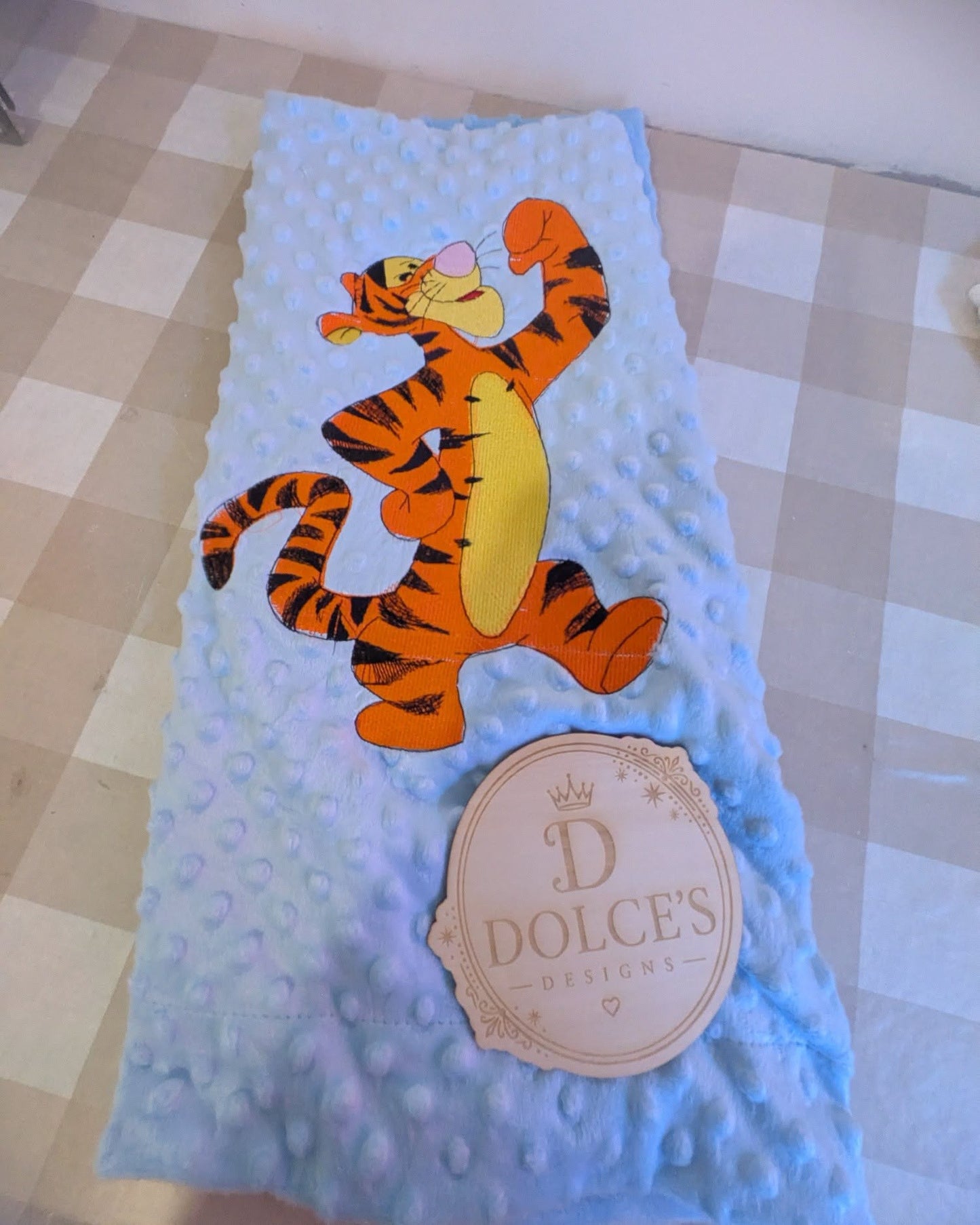 Tigger Inspired Baby Blanket – Blue Embroidered Winnie the Pooh Design