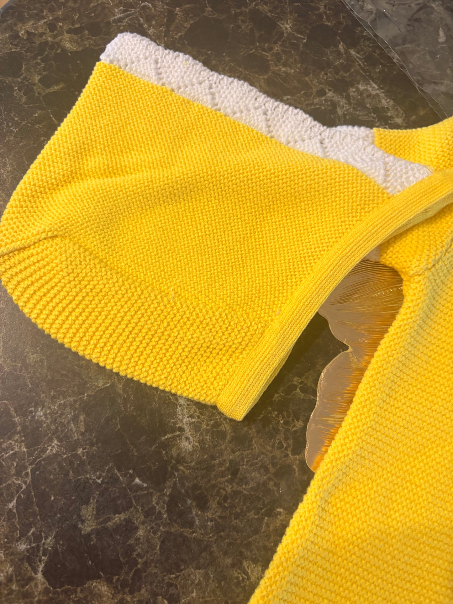 Spanish Knitted Dress & Bonnet Set – Sunshine Yellow