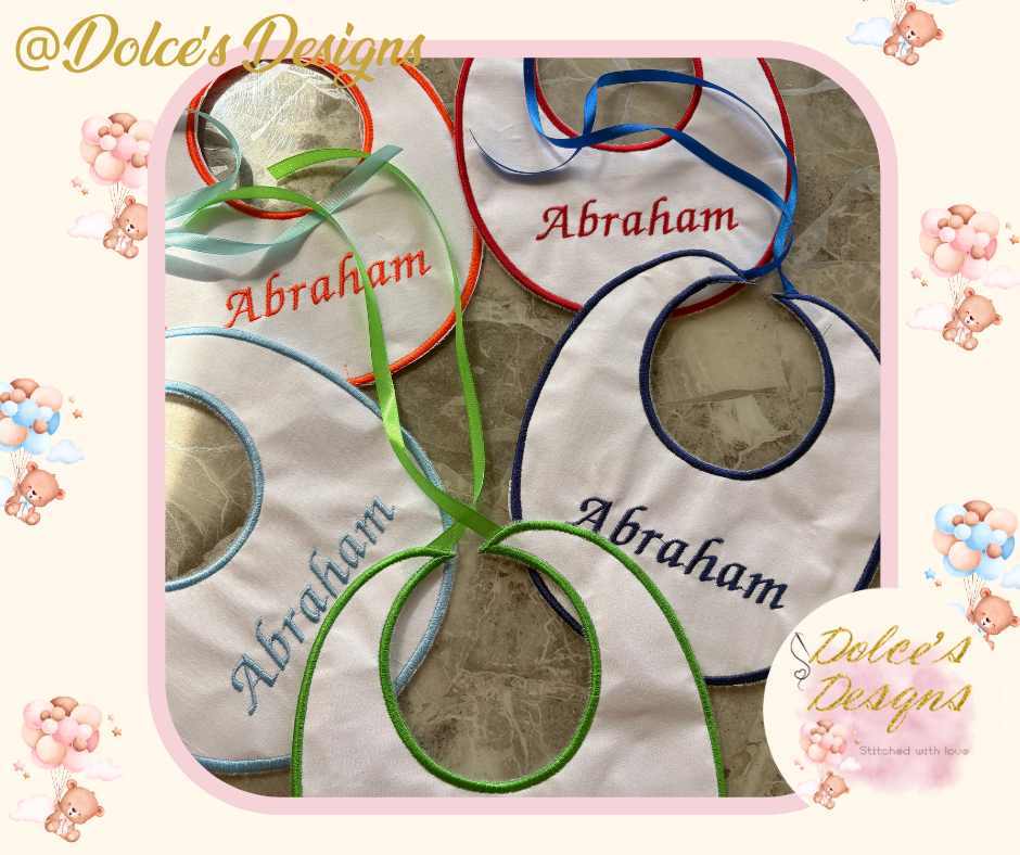 Personalised Baby Bib Set of 5 | Round Edge Bibs | Custom Name Embroidery | Choose Colour Set | Baby Gift Set UK