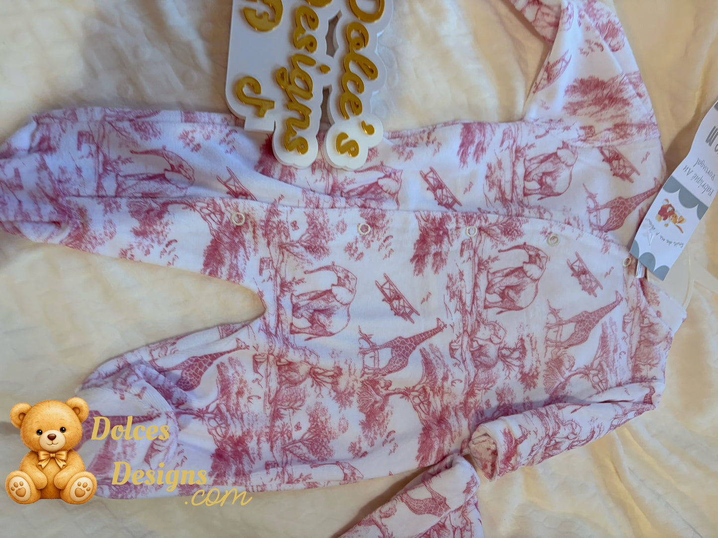 🧸 3 Piece Baby Set – Sleepsuit, Hat & Mittens