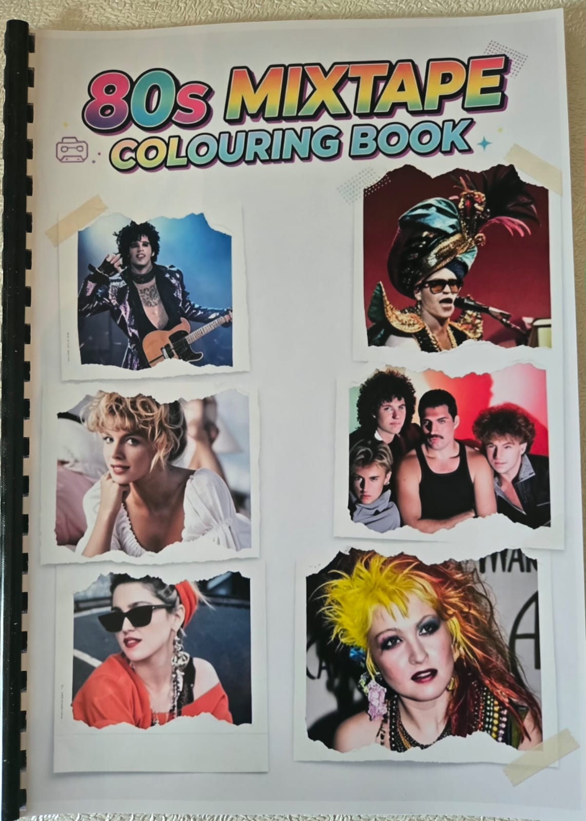 80s Mixtape A4 spiral bound colouring book cover