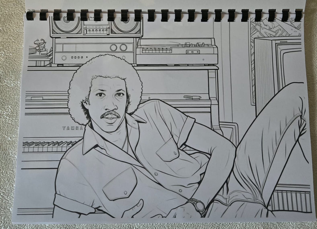 80s Mixtape colouring book interior page