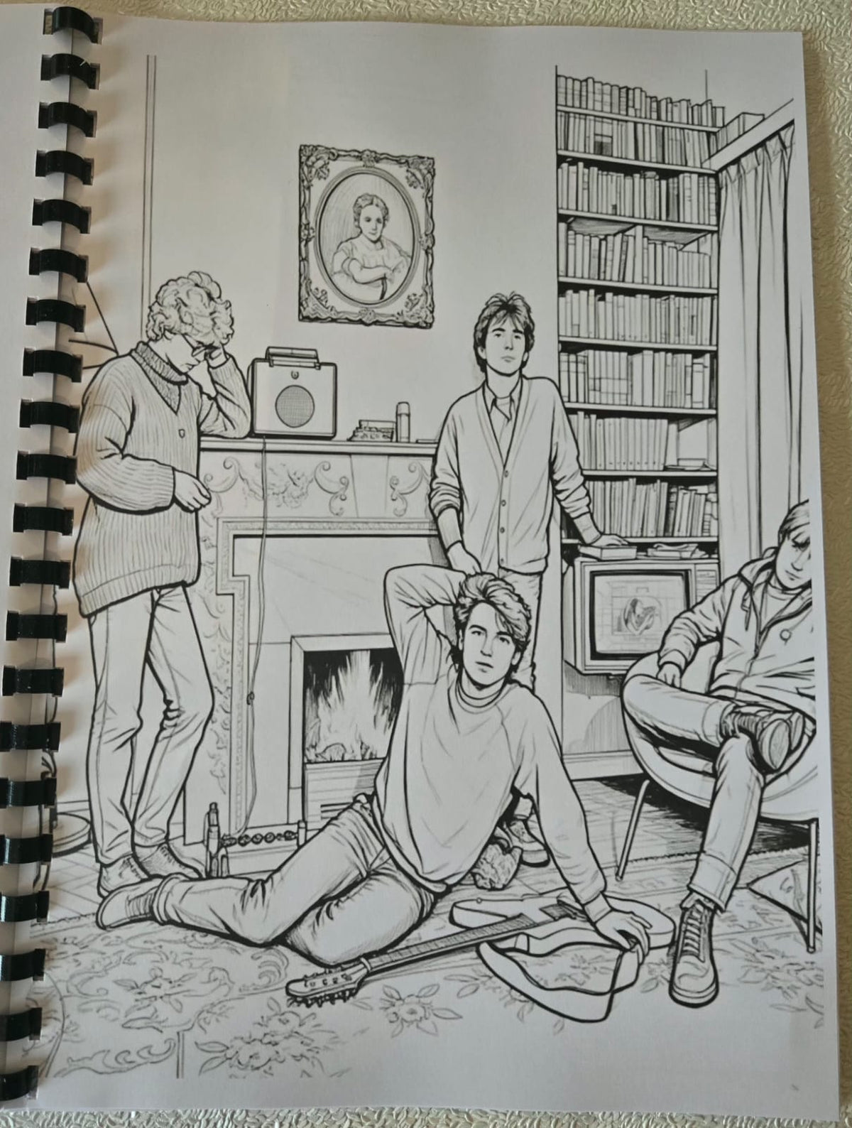 80s Mixtape colouring book interior page