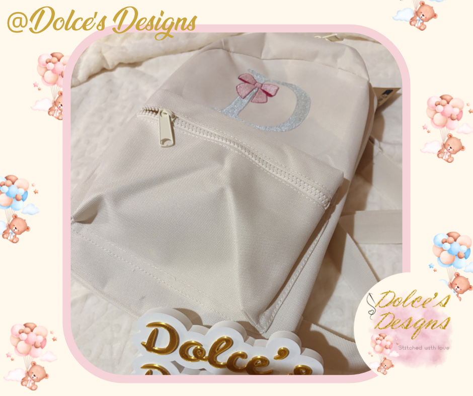 🎀 Personalised Initial Rucksack with Bow Design