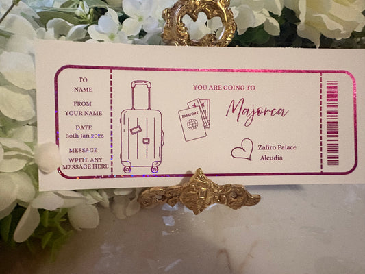 Travel Holiday Foil Ticket , Suitcase Design.