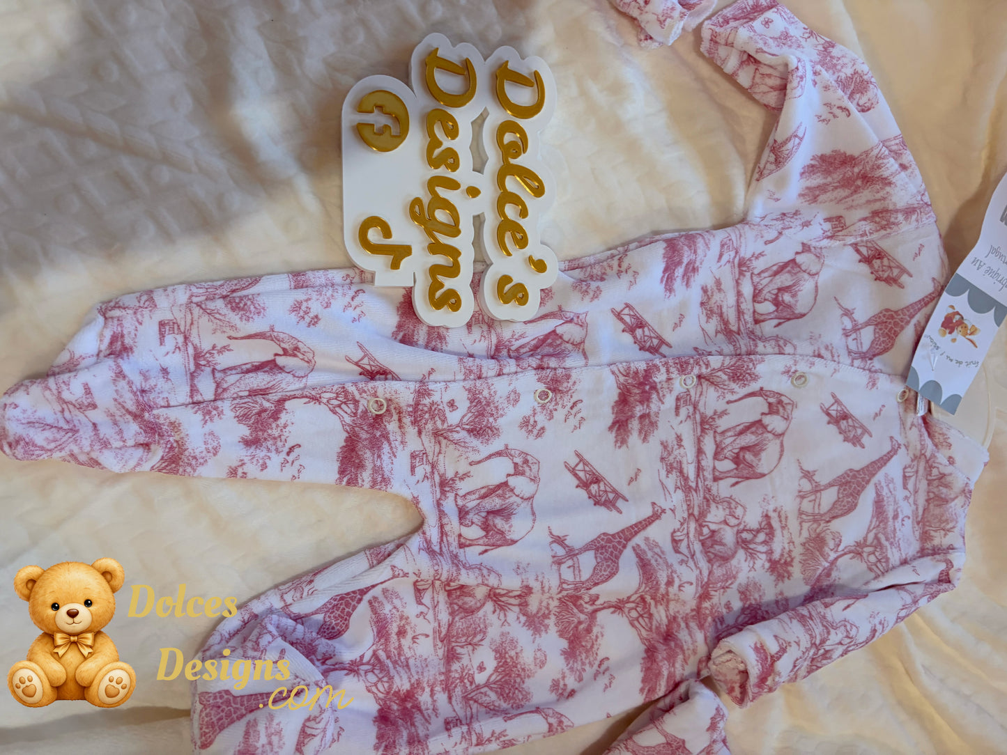 🧸 3 Piece Baby Set – Sleepsuit, Hat & Mittens