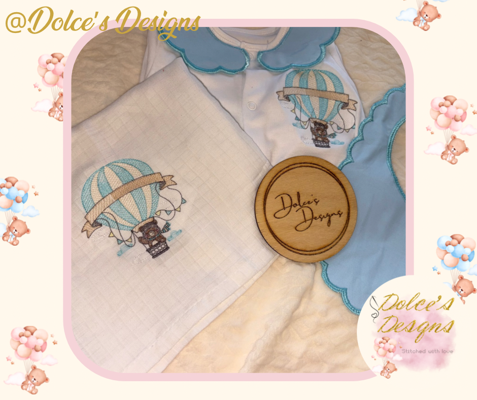 Baby Blue Hot Air Balloon 3pc Set