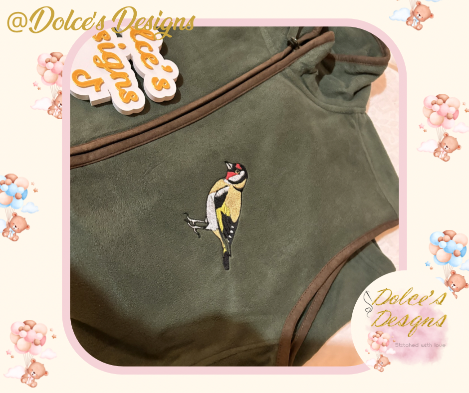 🐦 Embroidered Goldfinch Body Warmer | Personalised Men’s Gilet