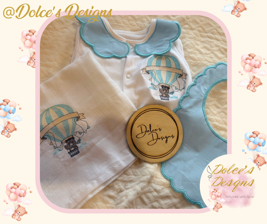 Baby Blue Hot Air Balloon 3pc Set
