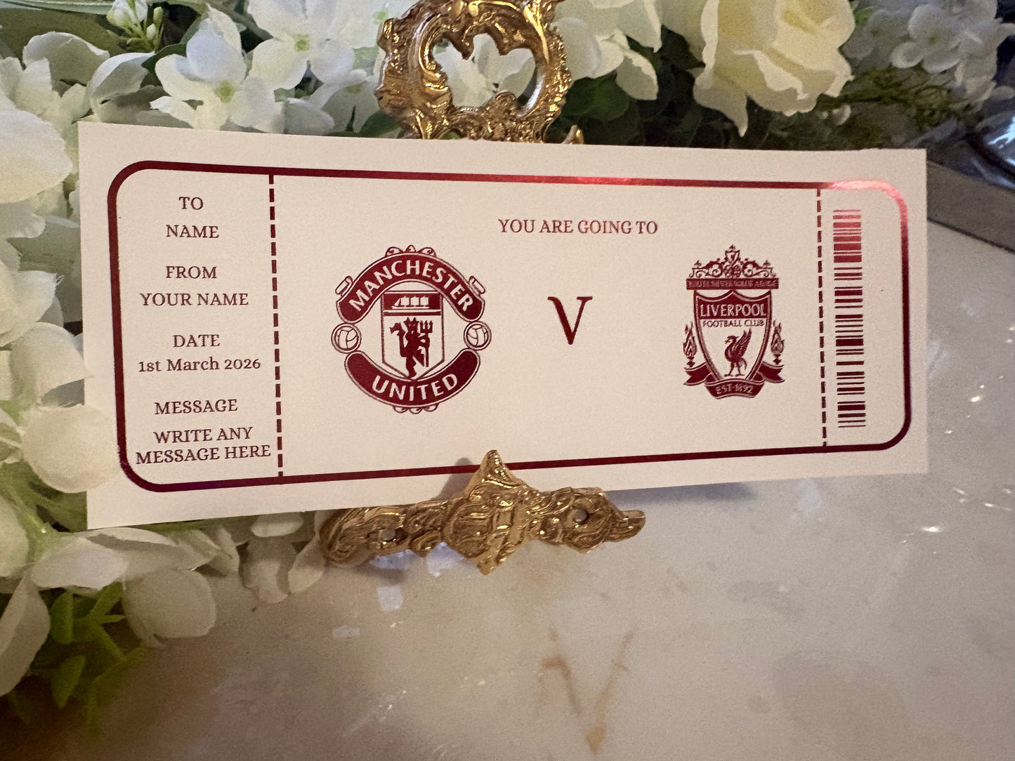 Personalised Football Match Foil Ticke