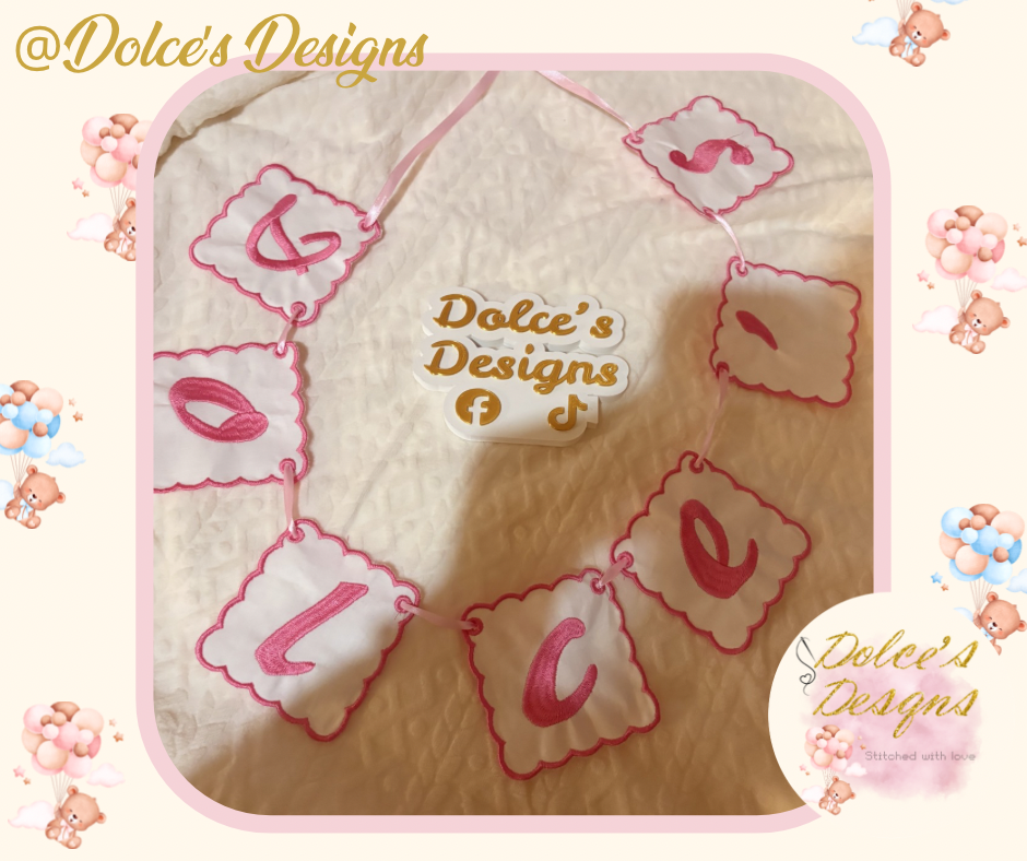 🎀 Personalised Embroidered Name Bunting