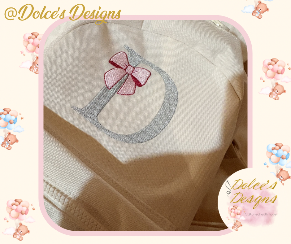 🎀 Personalised Initial Rucksack with Bow Design