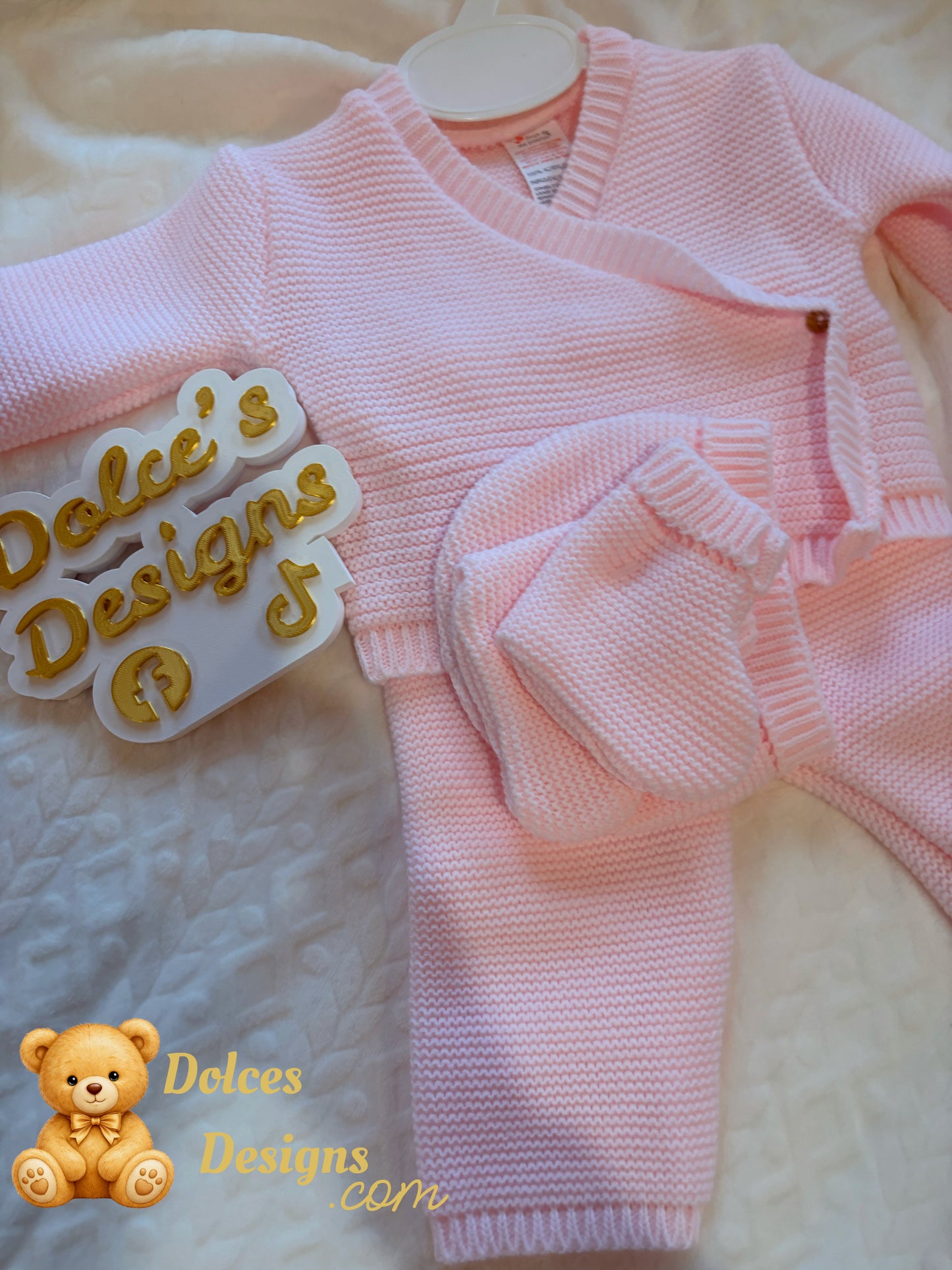 🧶 4 Piece Knitted Baby Set – 0-3 Month