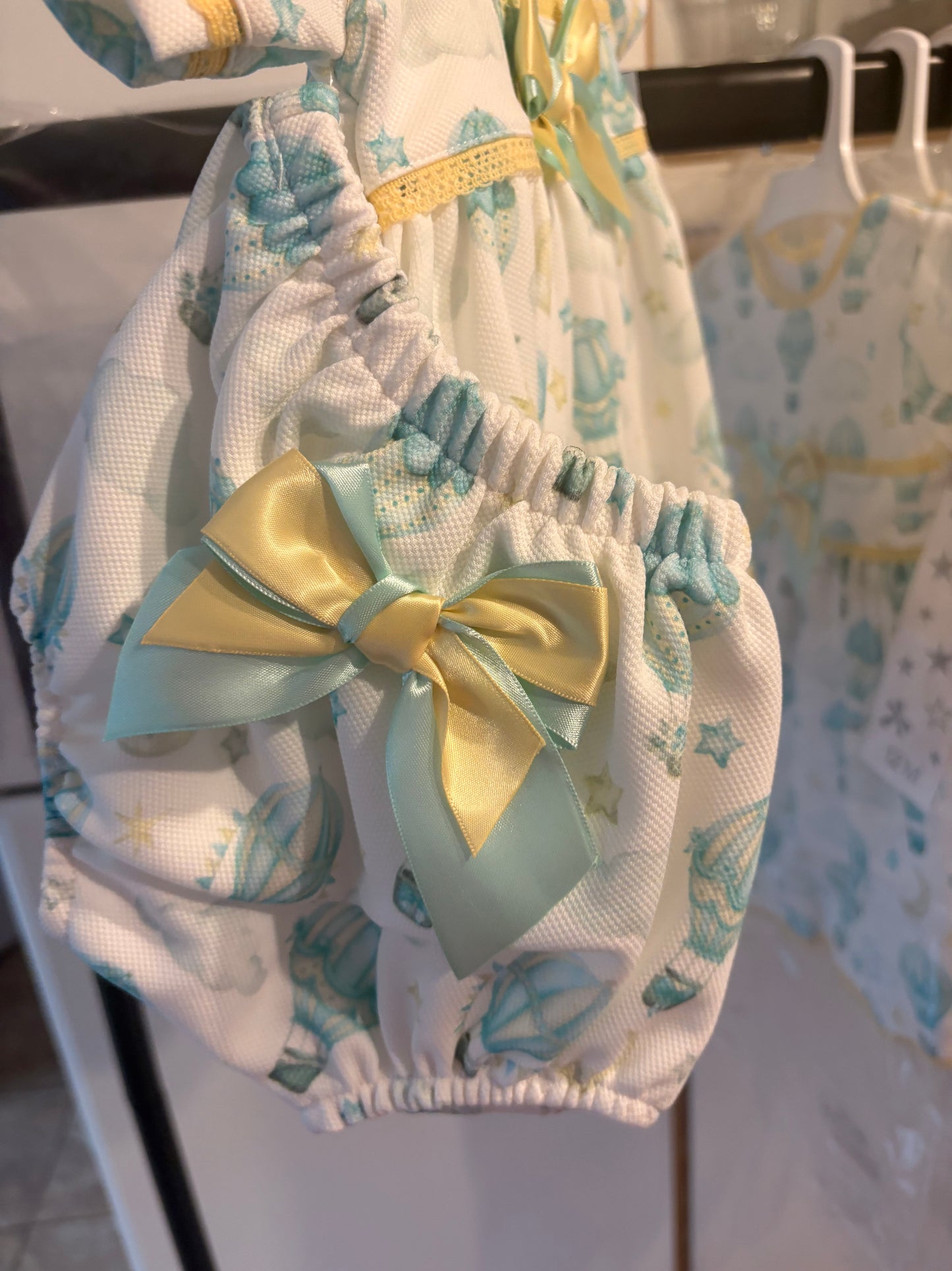 Spanish Boutique Baby Dress Set – Hot Air Balloon Print | Dress & Matching Knickers